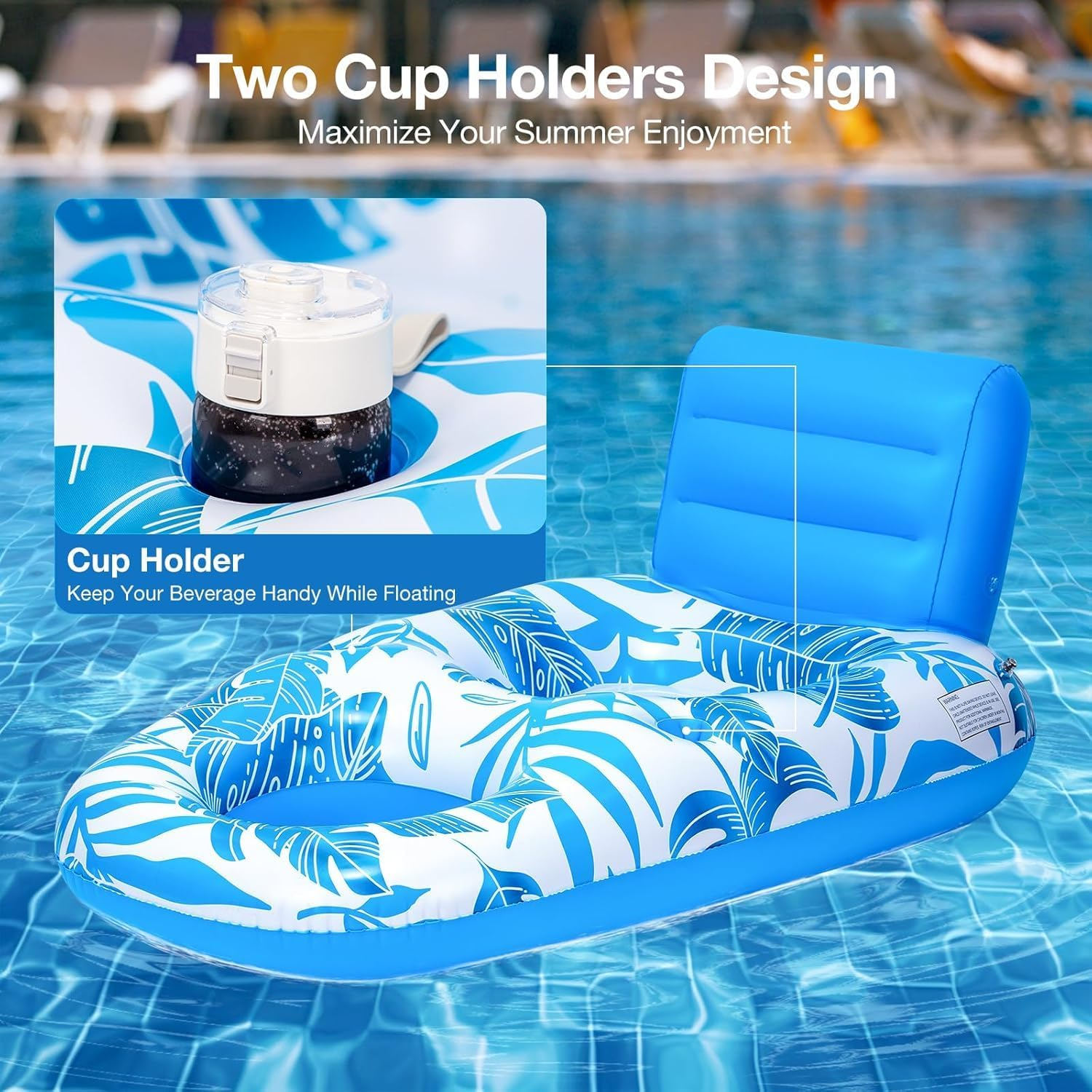 Pool Floats, Inflatable Swimming Pool Floats for Adults and Teenagers, Inflatable Lounger Pool Floats Raft,Suitable for Play in Safe Water Areas Such as Pools, Travel, Vacations, Beaches and Lakes image number 5