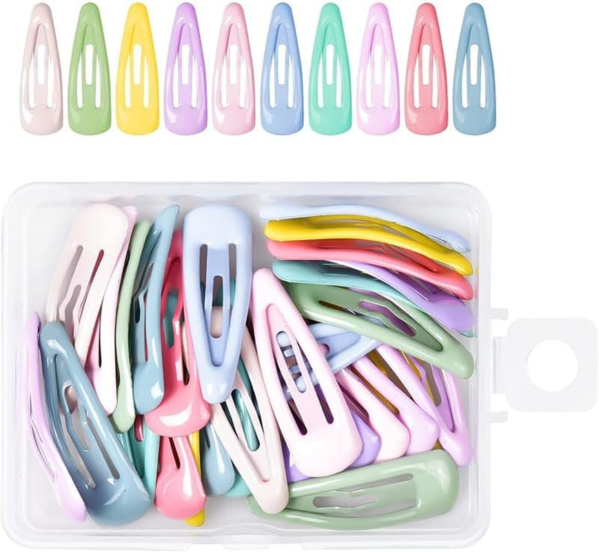 Colorful Small Metal Snap Hair Clips, 30Pcs Cute Candy Color Hair Barrettes Hair Clips Hairpins,Candy Color Snap Hair Barrettes Non-Slip Small Hairpin with Box for Toddlers Girls image number 3