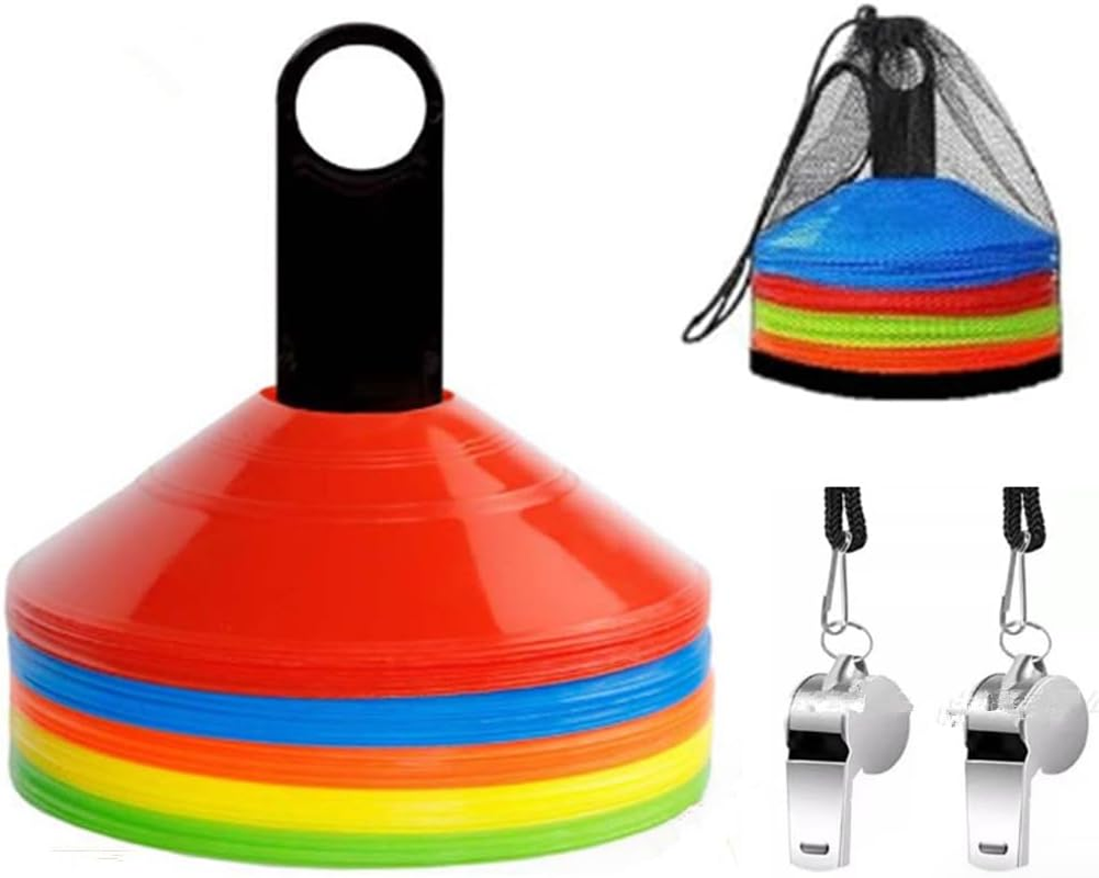 Loopunk 50 Pro Disc Cones, Agility Soccer Cones with Carry Bag and 2 Whistle, Agility Training Equipment for Training, Kids, Basketball, Field Cone Markers, Soccer Training and Other Sports and Games. image number 3