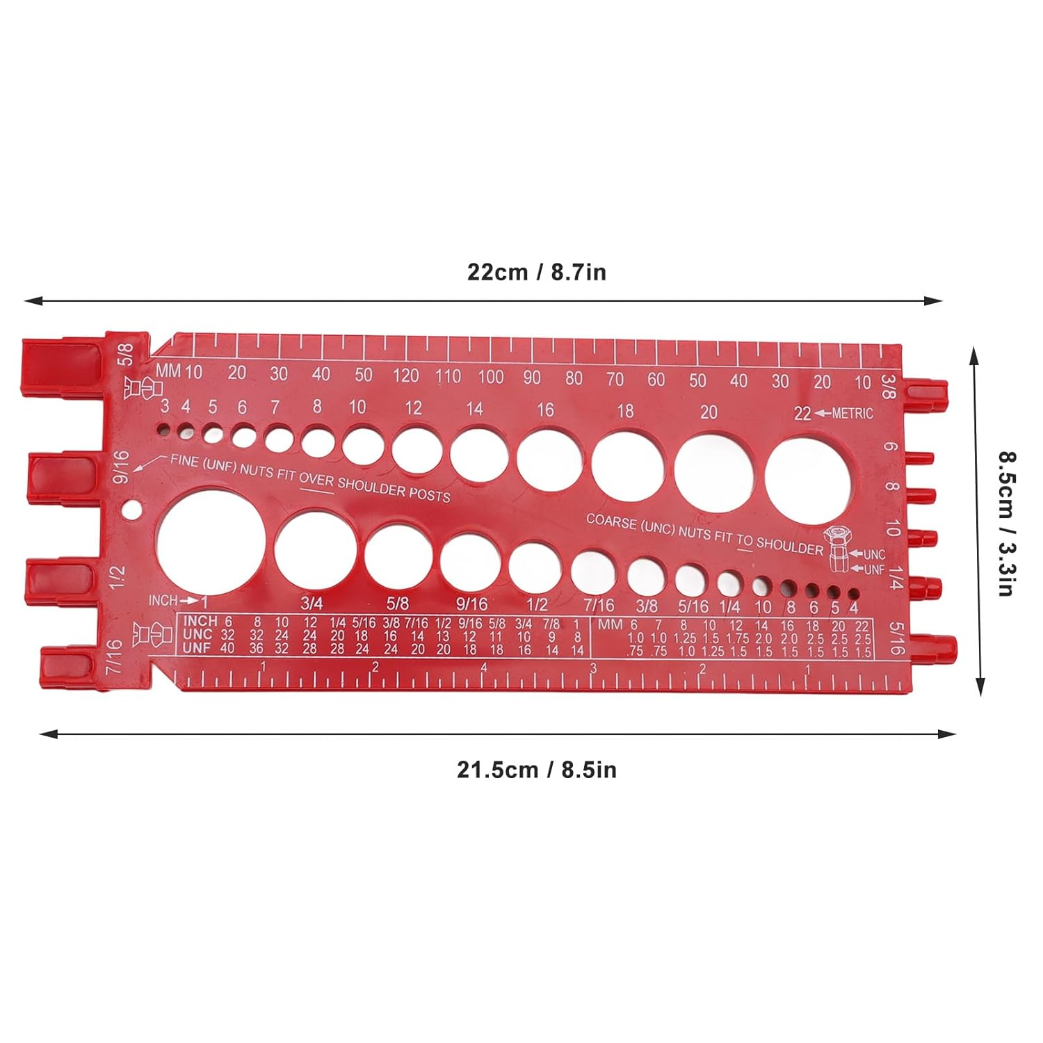 Nut Bolt Thread Gauge, Accurate Screw Bolt Nut Thread Measure Size Checker, Portable Bolt and Nut Identifier Gauge image number 4