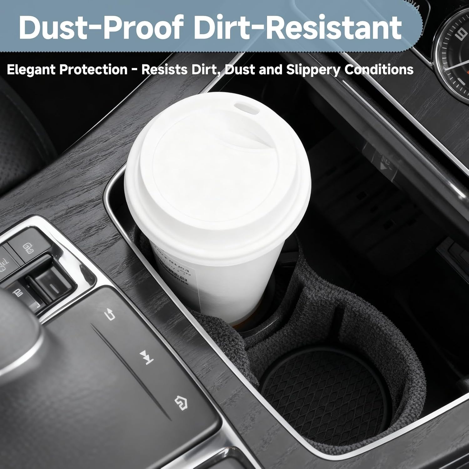 4PCS Cup Holder Coasters for Car, Non-Slip Silicone Heat-Resistant, Universal Fit Car Interior Accessories with Textured Surface, Waterproof Dustproof Auto Coasters (Black) image number 4