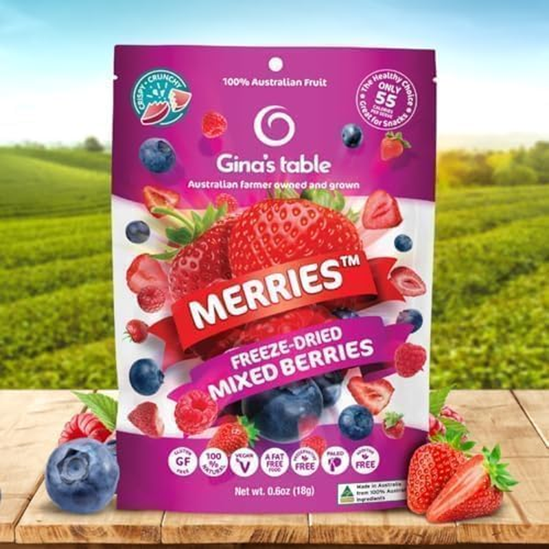Gina&rsquo;S Table - Freeze Dried Mixed Berries 18G &ndash; Freeze Dried Fruit &ndash; Low Calorie Snacks for Kids & Adults &ndash; Natural Fruit Snacks &ndash; Freeze Dried Berries (Raspberries, Blueberries & Strawberries) &ndash; 10 Count image number 5