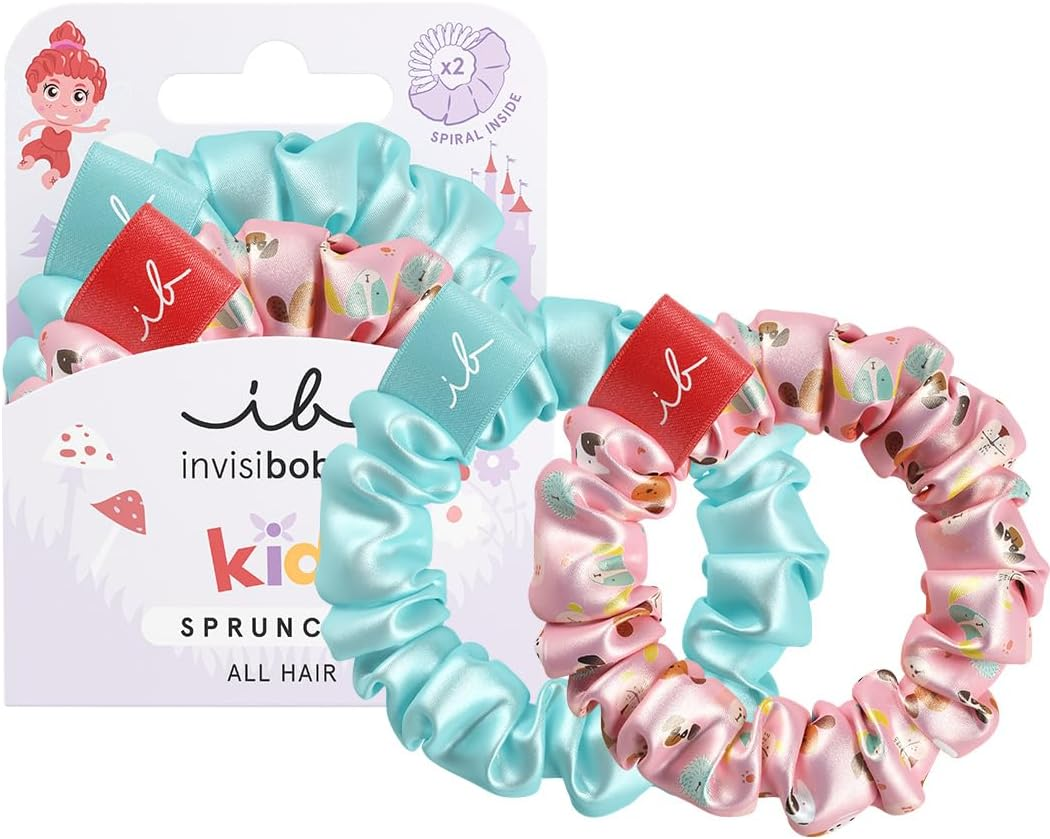 Invisibobble Kids Hair Bobbles for Girls, Blue and Pink Sprunchie Slim Kids X2 - Hair Bobbles for Babies That Do Not Hurt Hair for Girls - Scrunchies Hair against Pulling