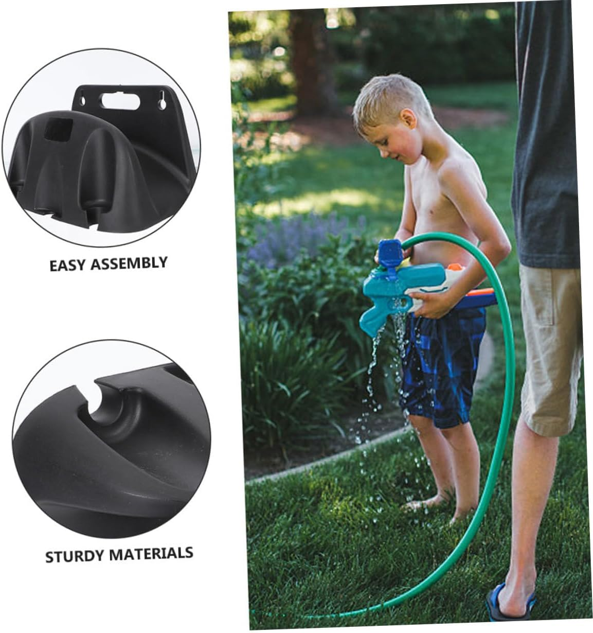 Milisten 2Pcs Garden Water Hose Holder Wall Mount Hose Hanger Shelf Hose Storage Reel Outdoor Hose Bracket for outside Black image number 5