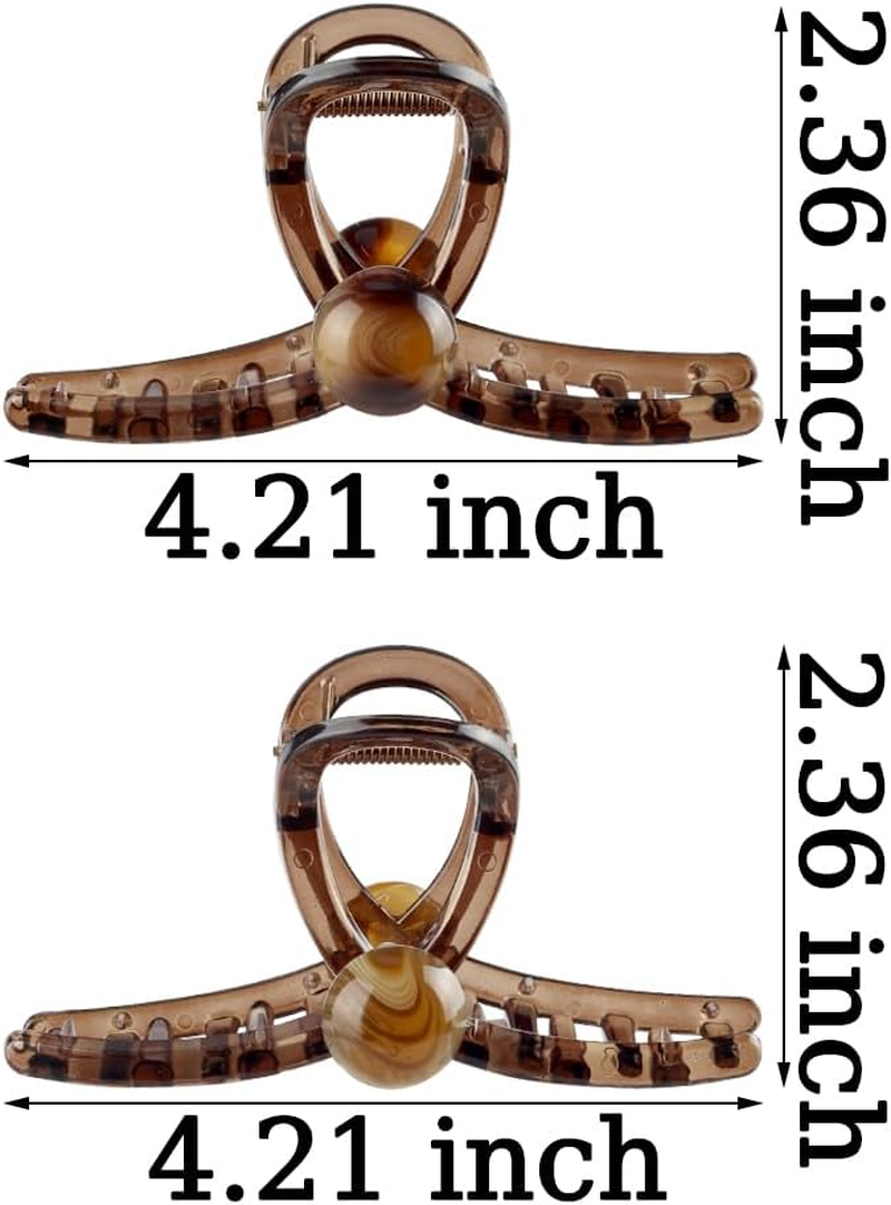 Pack of 2 Hair Clips Large Coffee Brown Colour Hair Clips Women'S Vintage Hair Clips with Pearl 11 Cm Large Hair Clip Big Claw Clip Cute Bead Hair Clip Hair Clips Cute Hair Clips Hair Accessories image number 5