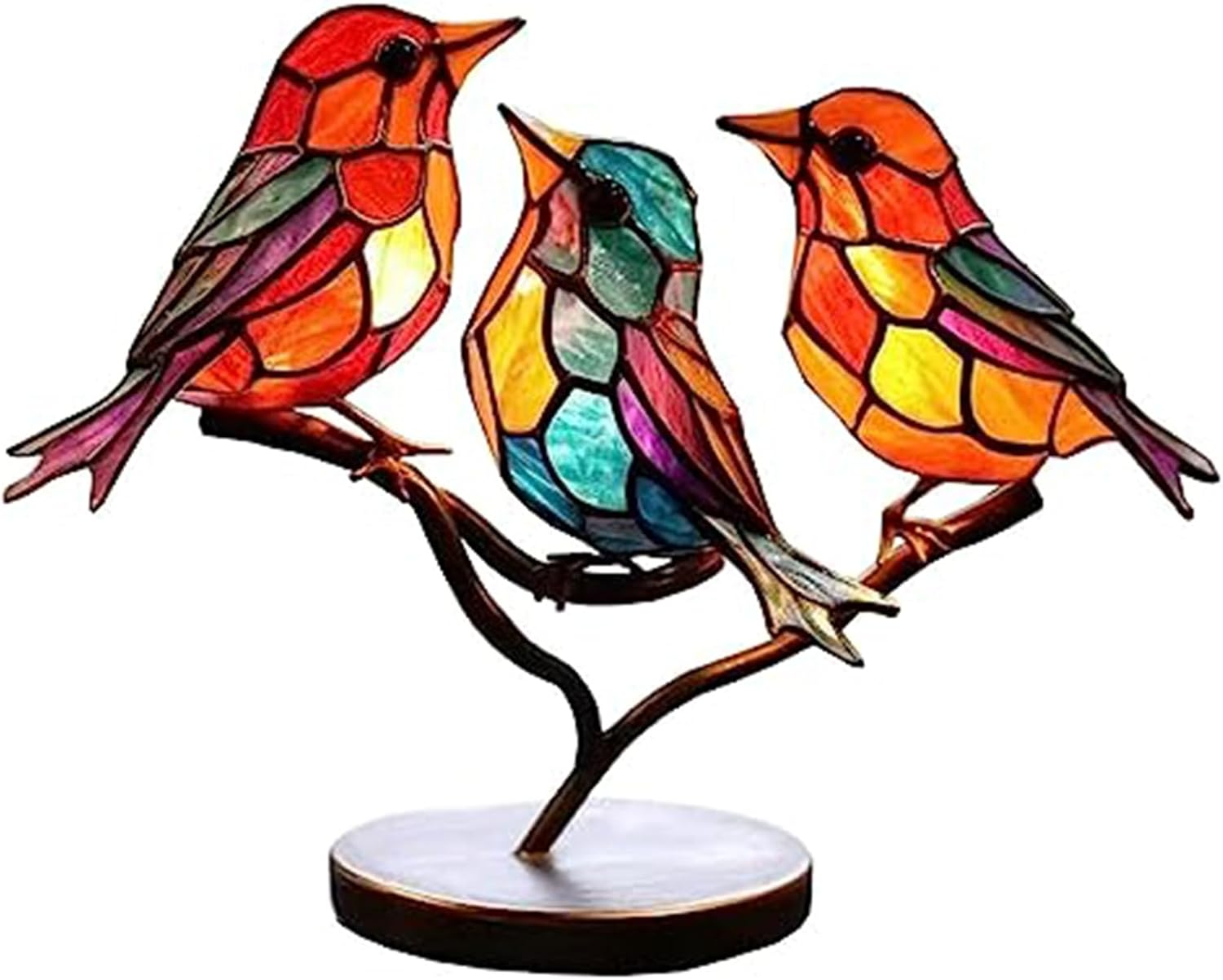 VNRGG Stained Birds on Branch, Desktop Ornaments Double,Sided Metal Flatness Table Art, Home Room Decoration,Suitable for Office Wine Cooler Decor.(3 Birds on a Branch) image number 6