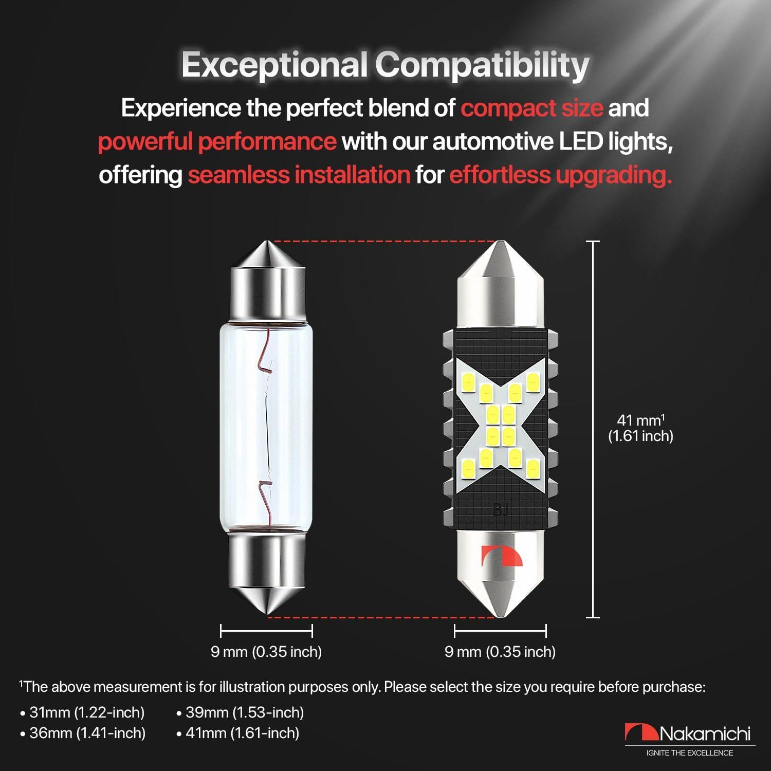 Nakamichi LED Bulb 578 C5W Festoon LED Bulbs CANBUS Error Free 12-SMD 2016 Chipsets 6000K White Replacement for Car Interior Map Dome Courtesy License Plate Lights (Pack of 2) (White Colour, 31Mm) image number 3
