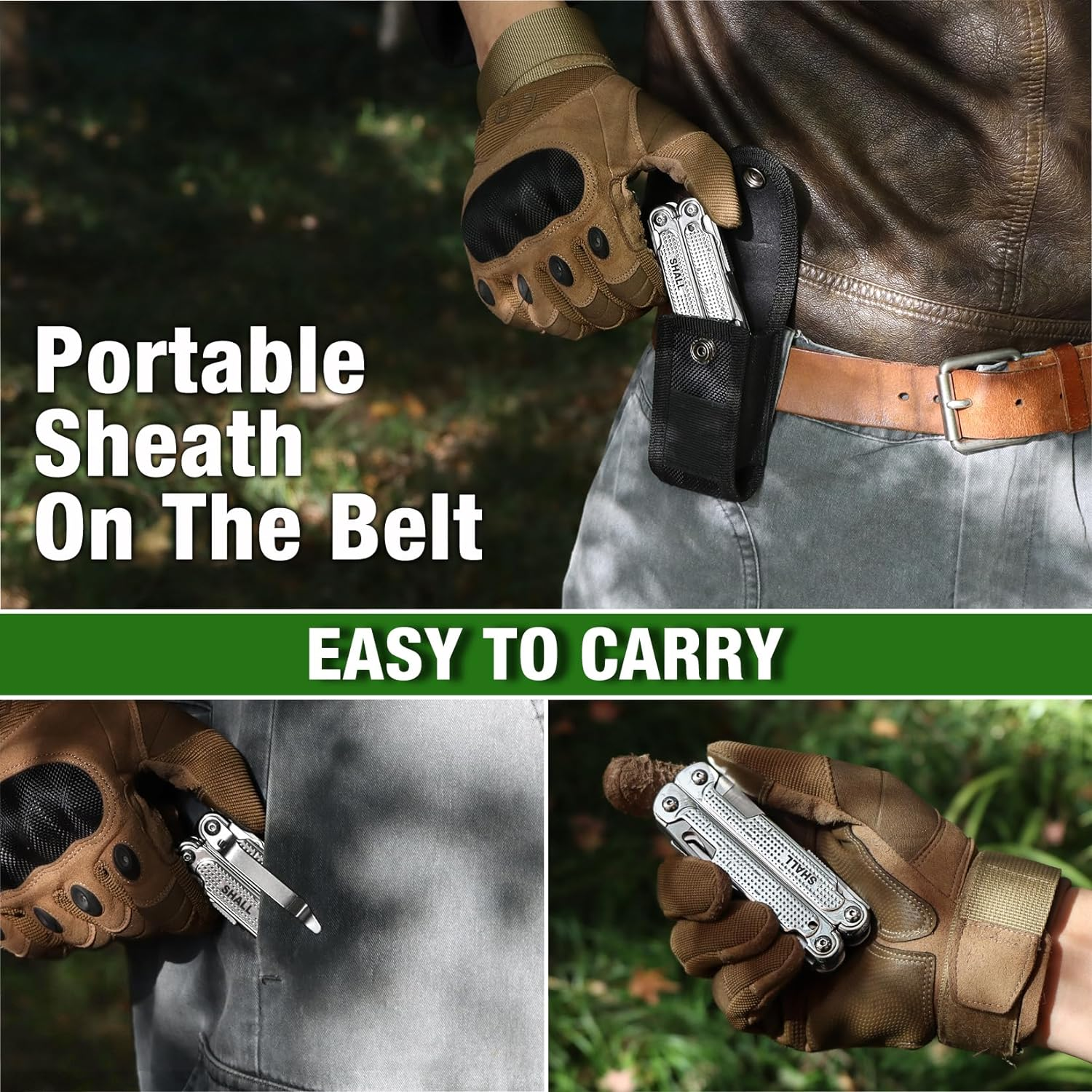 SHALL Multi Tool, 18-In-1 Multitool Pliers, Stainless Steel Multi-Tool Pocket Knife W/Screwdriver Bit, Self-Locking Multipurpose Tool W/Sheath for Camping Fishing Survival Hunting image number 2