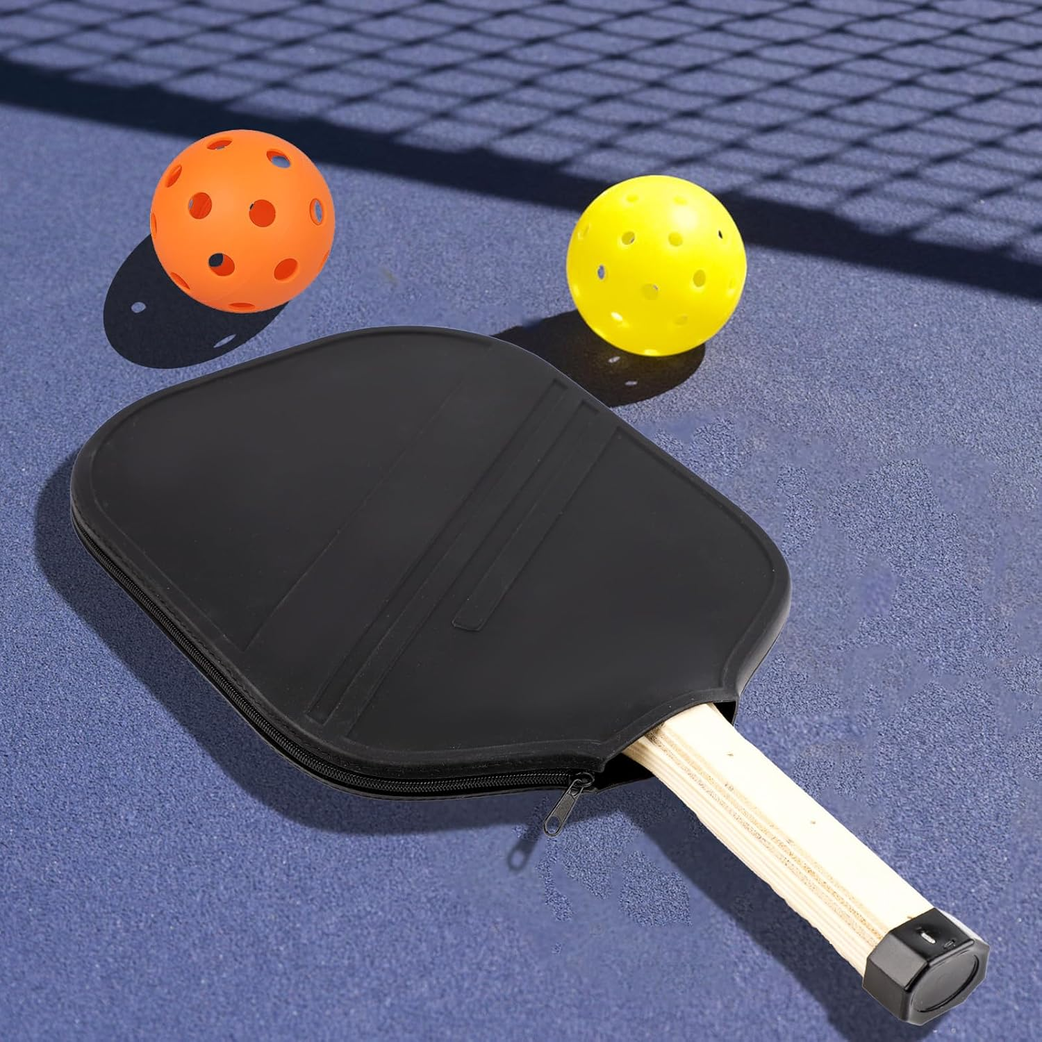 Pickleball Racquet Cover, 10.63X8.27 Inch Universal Silicone Pickleball Racket Sleeve Paddle Storage Bag Pickleball Racket Case for Most USAPA Standard & Lengthened Pickleball Racquet (Black) image number 2