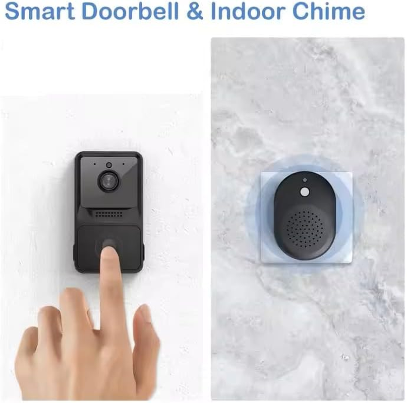Smart 1080P Mini Door Bell Rectangle Camera - Black image number 3