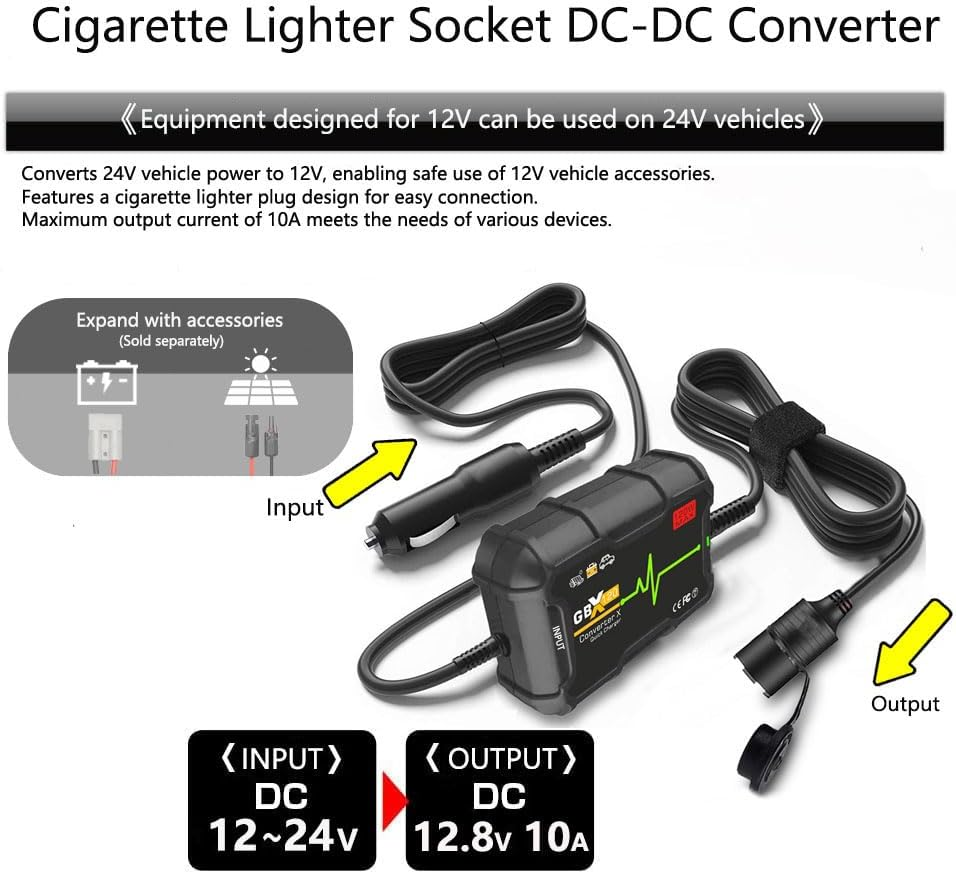 Voltage Step-Down Dropper Converter Reducer 24V to 12V 10A Cigarette Power Adapter for Truck Lorries Buses image number 1