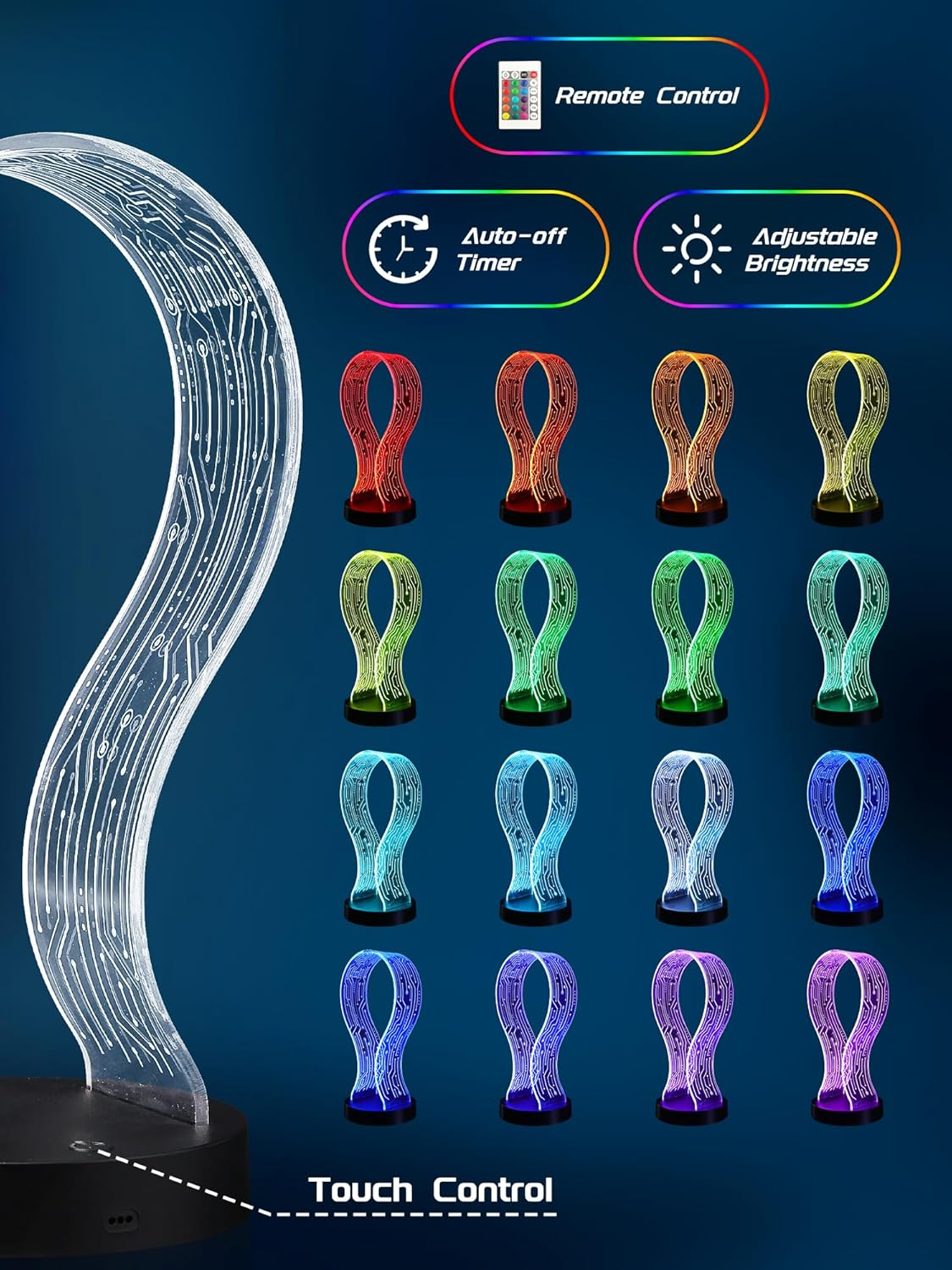 Light up Headphone Stand with 16 Color Lights, PCB Pattern Acrylic Headset Stand with 1 USB and 1 Type-C Charging Ports, Gifts for Gamers Men and Music Lovers