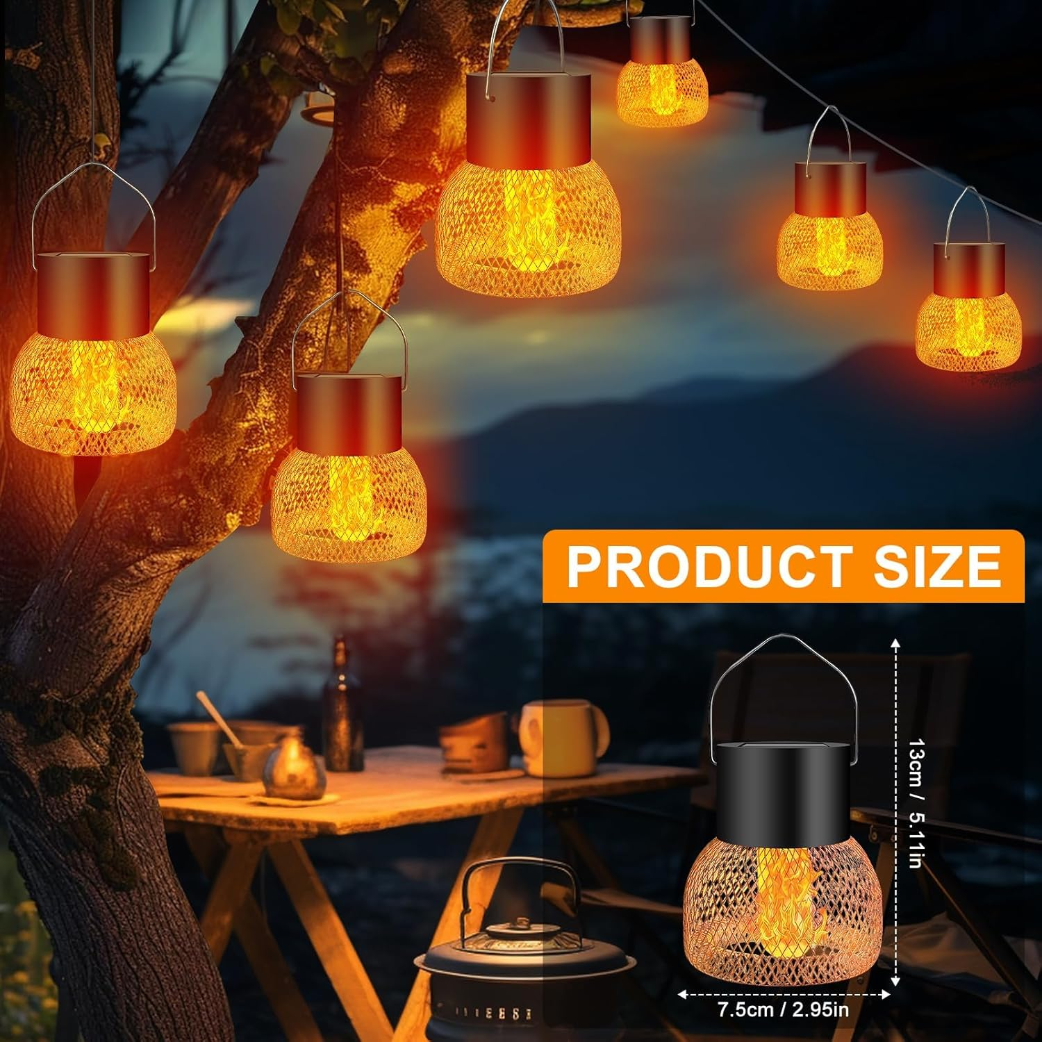 Solar Hanging Light, IP65 Waterproof Solar Lights for Outdoor Hanging, Solar Garden Lights for Outdoors, Lamp Outdoor, Hanging Light, for Gardens, Yards, Fences, Trees, 4 Pieces