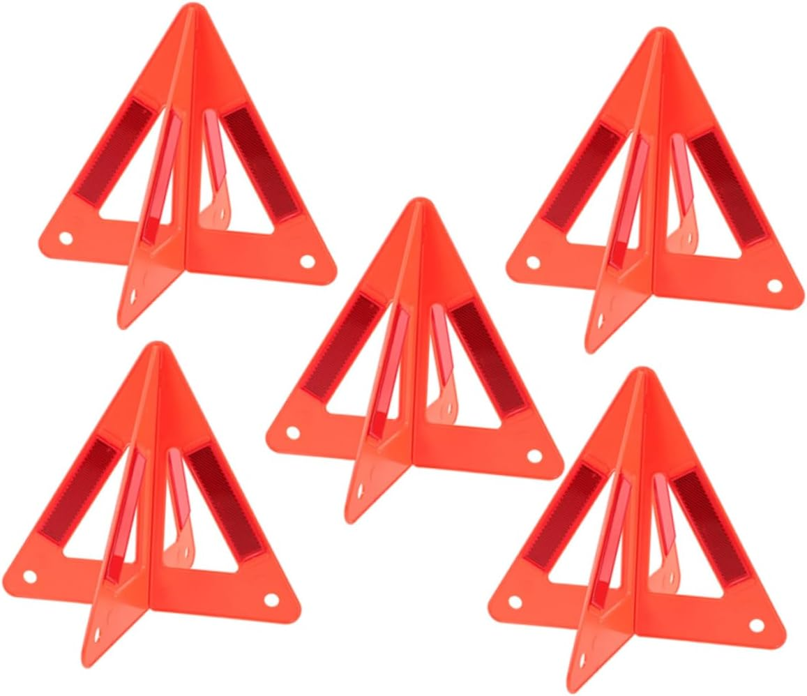 5Pcs Reflective Triangle Warning Sign Vehicles High Visibility Emergency Roadside Safety Triangles Portable Car Safety Reflectors for Night Driving and Breakdown Situations image number 4