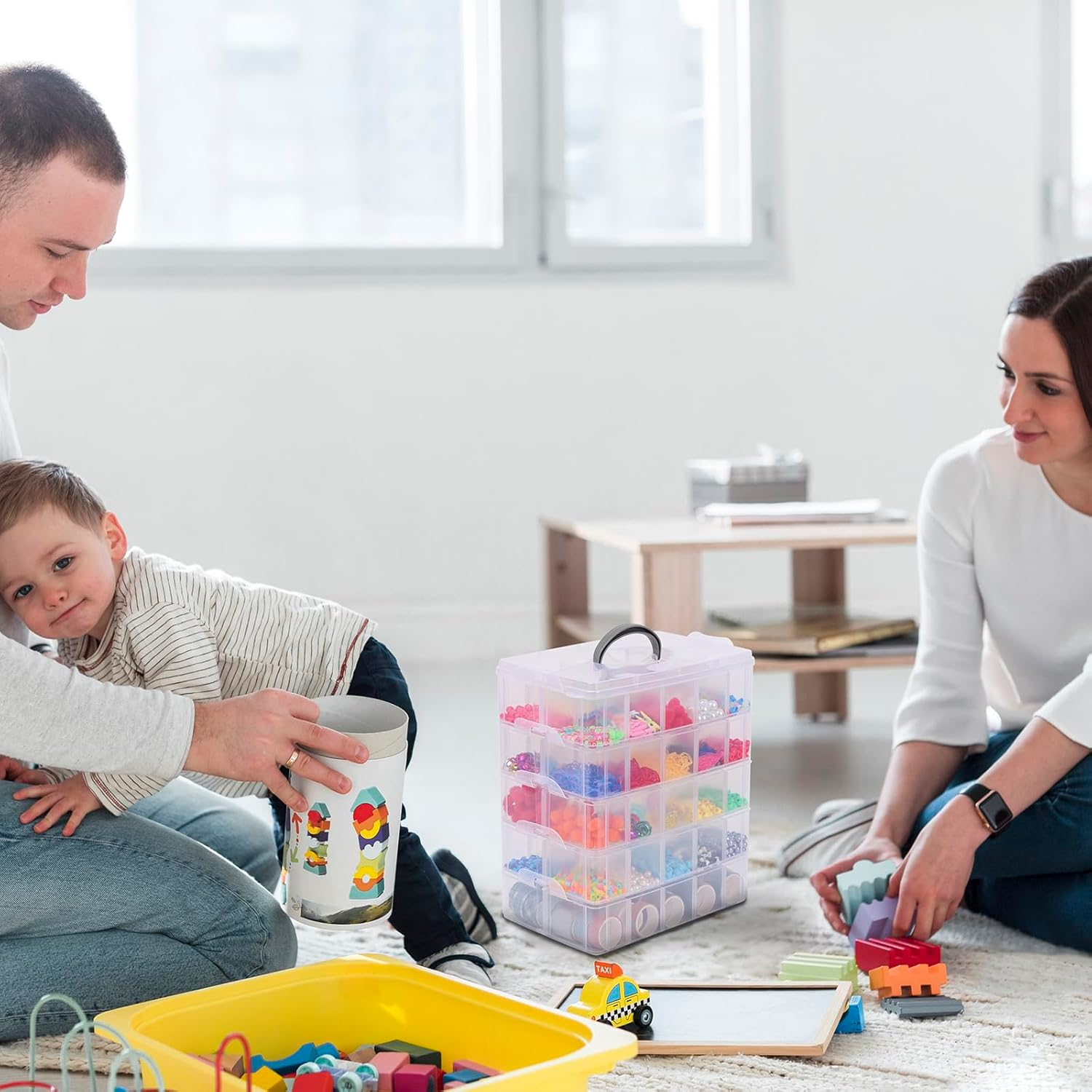 Craft Storage Box 5-Tier - Detachable Plastic Stackable Craft Storage Containers with 50 Compartments for , Bead, Jewellery, Sewing & Diamond Painting Storage, 24Cm X 15.5Cm X 32Cm image number 4