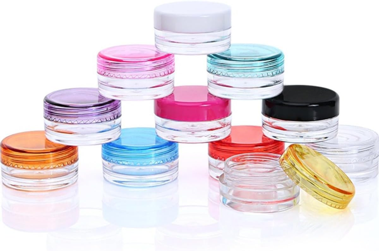 VINTORKY Plastic Cosmetics Jars round Pot Jars 56Pcs 5G Empty Plastic Dispenser Containers for Cream Storage Samples Mixed Colors for Personal Care Use image number 4