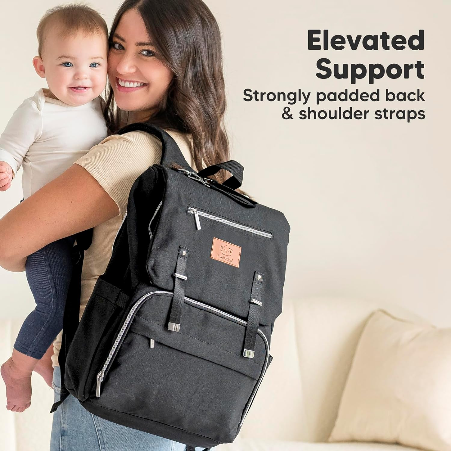 Keababies Diaper Bag Backpack, Waterproof Multi Function Baby Travel Bags (Classic Gray) - Classic Gray image number 4