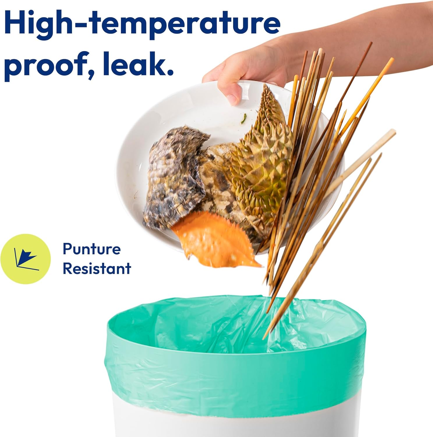 8L 200 Counts Small Green Bin Liners with Handle, Ocean Fishing Nets Upcycling, Sage & Sea Salt Scented, Plastic Bin Bags, Garbage Bags for Kitchen, Bathroom, Office and Pets image number 2