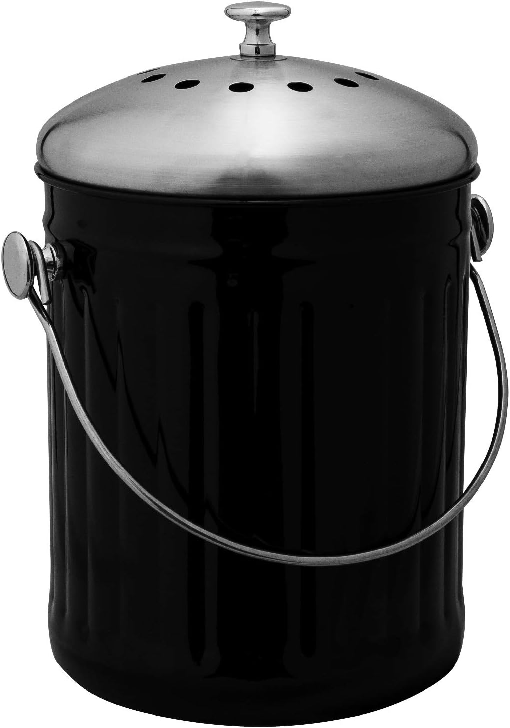 Avanti Stainless Steel Compost Bin, 5 Litre Capacity, Black Silver image number 1