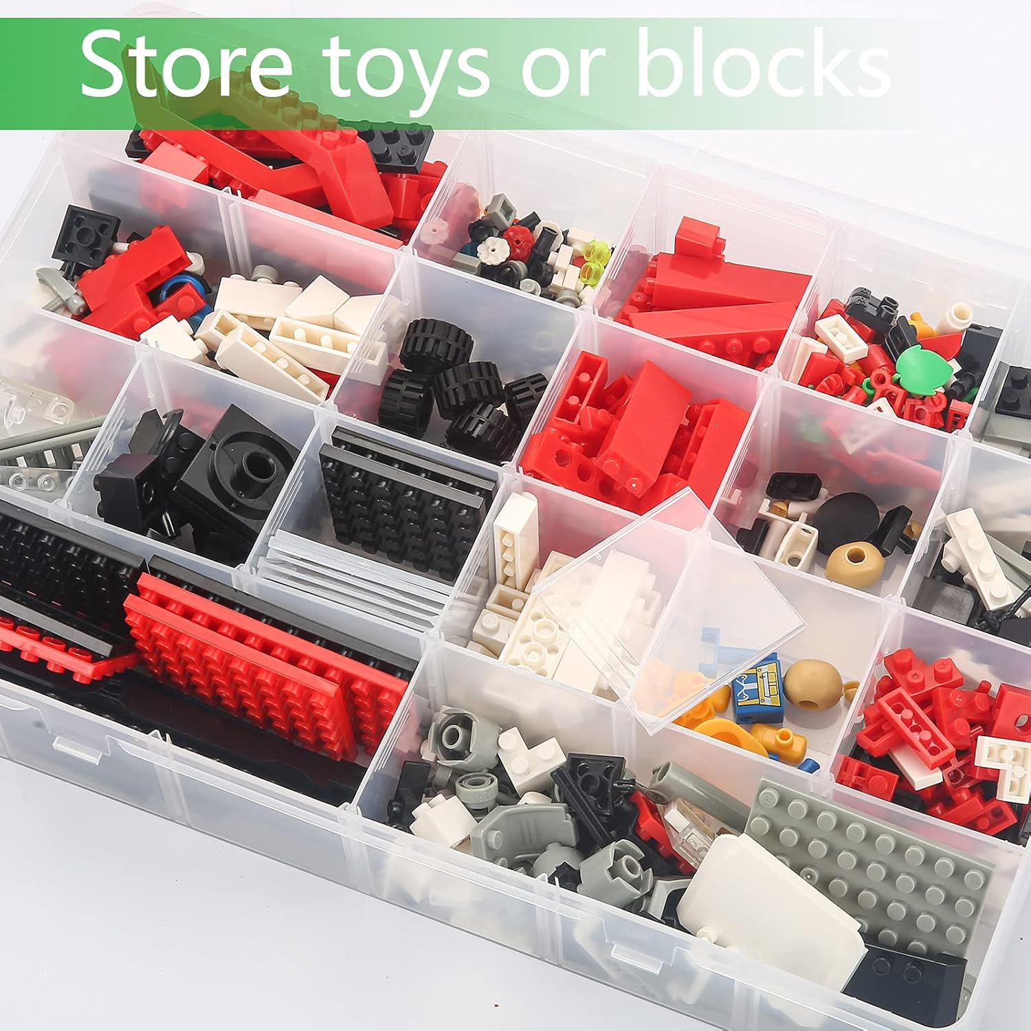 Gbivbe Large 24 Grids Plastic Organizer Box Adjustable Dividers,Clear Storage Box for Jewelry, Art DIY Crafts, Washi Tapes, Beads and Small Parts image number 2