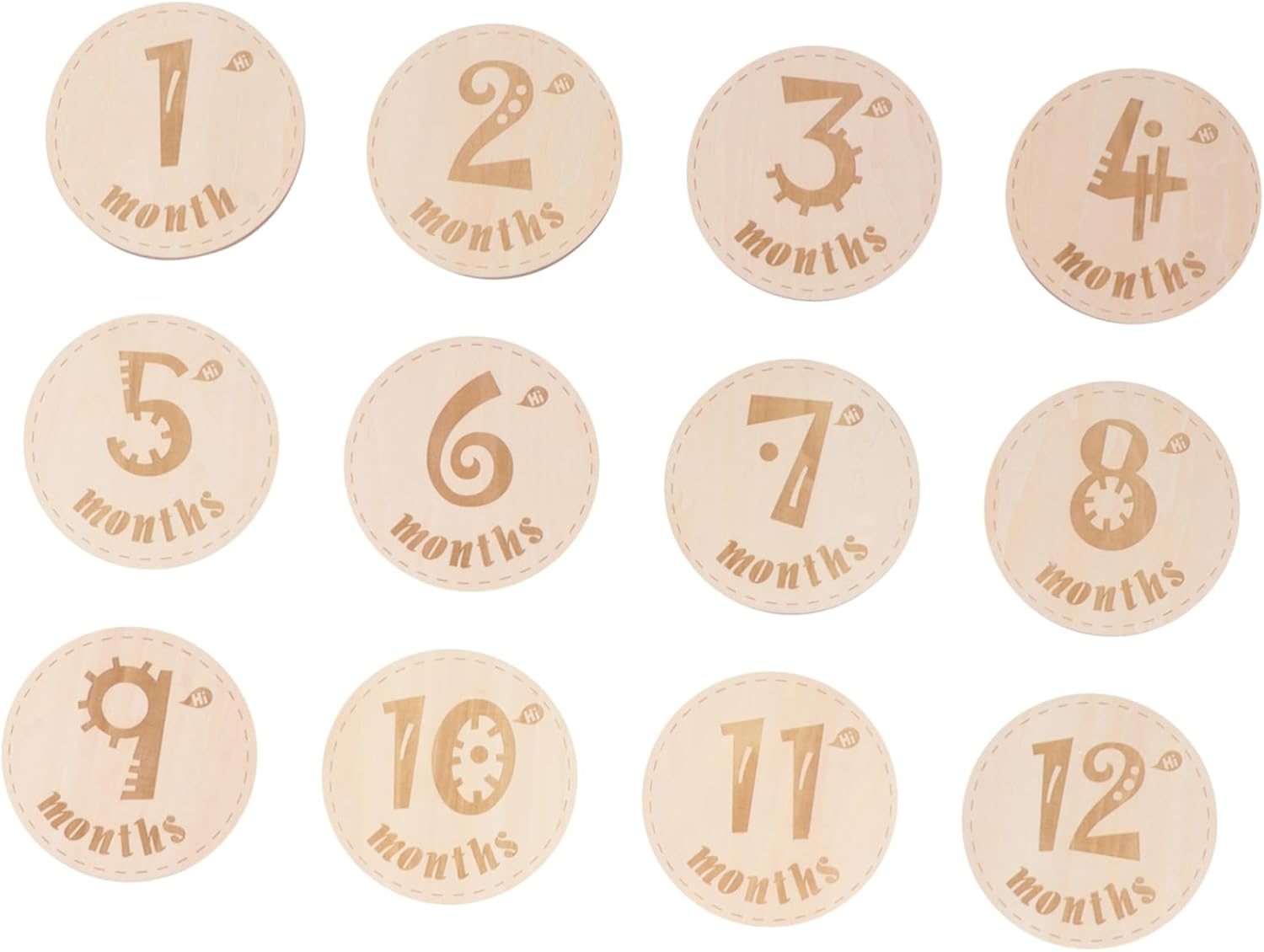 12Pcs Wooden Milestone Cards Set for Newborn Photography Creative Month Growth Commemorative Cards Fine Craftsmanship Keepsake for Shower Boy Girl Gifts image number 3