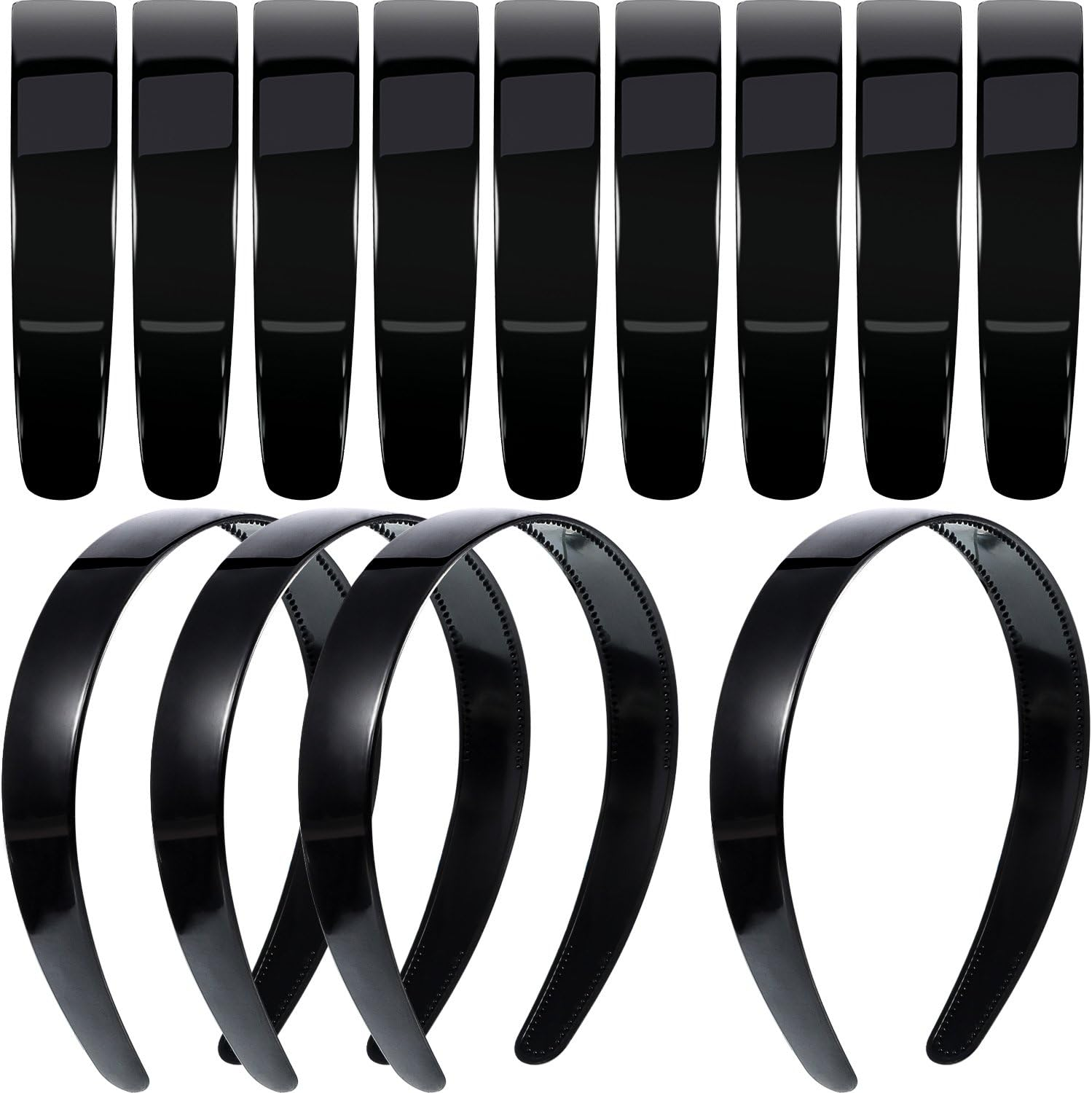HESTYA 20 Pcs 1 Inch Black Plastic Headbands for Women Plain Craft Hairband with Teeth DIY Hair Accessories Headwear for Graduation Halloween Christmas