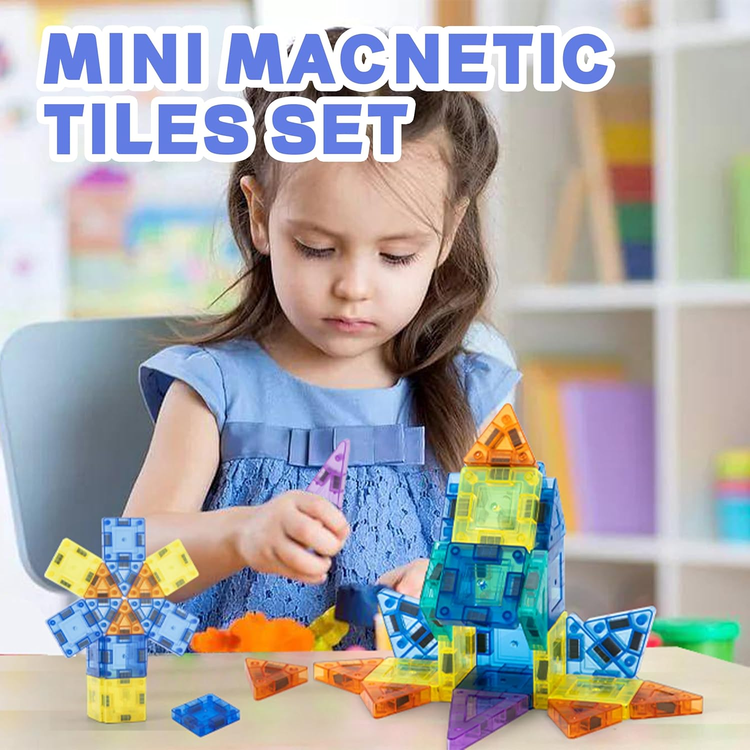 Travel Magnetic Tiles for Kids, 30PCS Magnet Mini Building Blocks, STEM Construction Christmas Birthday Gifts for 3 4 5 6 7+Year Old Boys Girls image number 4