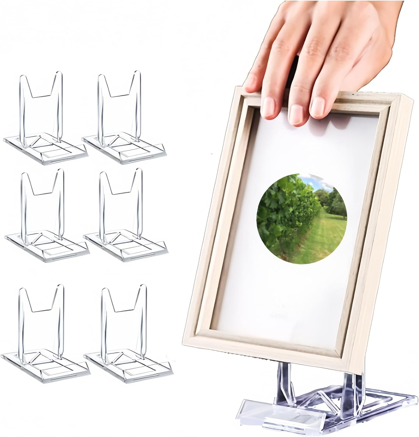 6 Pack Acrylic Book Stand for Display Adjustable Clear Book Display Holder Easel Stand Collector Display Stand for Home Office Back to School Comic Book Album CD Magazine Postcard Picture Artworks