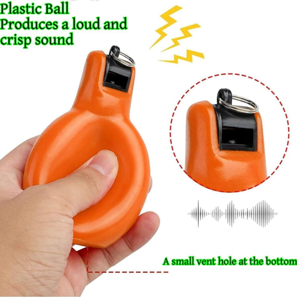 HIDOSNG 2Pcs Squeeze Whistle | Portable Referee Loud Sports Whistles,Portable Outdoor Gear, Emergent Whistles for Football, School, Game Playing, Trekking, Camping, Basketball, Hiking（Orange/Blue） image number 2