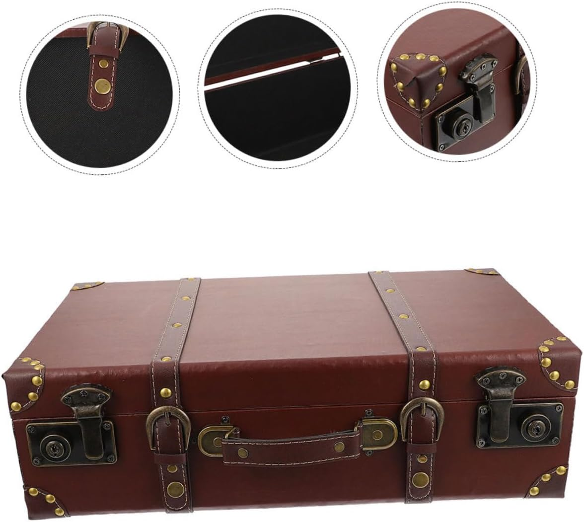 Vintage Suitcase Decorative Storage Box Straps Small Size Retro Photo Prop for Home D&eacute;cor