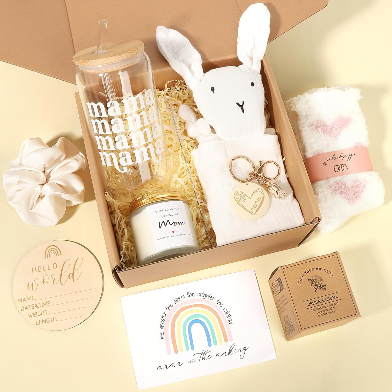 New Mom Gifts Box, Pregnancy Gifts for Expecting Mom, Basket for Girls Boys, Postpartum Gifts for First Time Moms, Cool Gifts for New Mom after Birth, New Mom Care Package after Baby image number 5