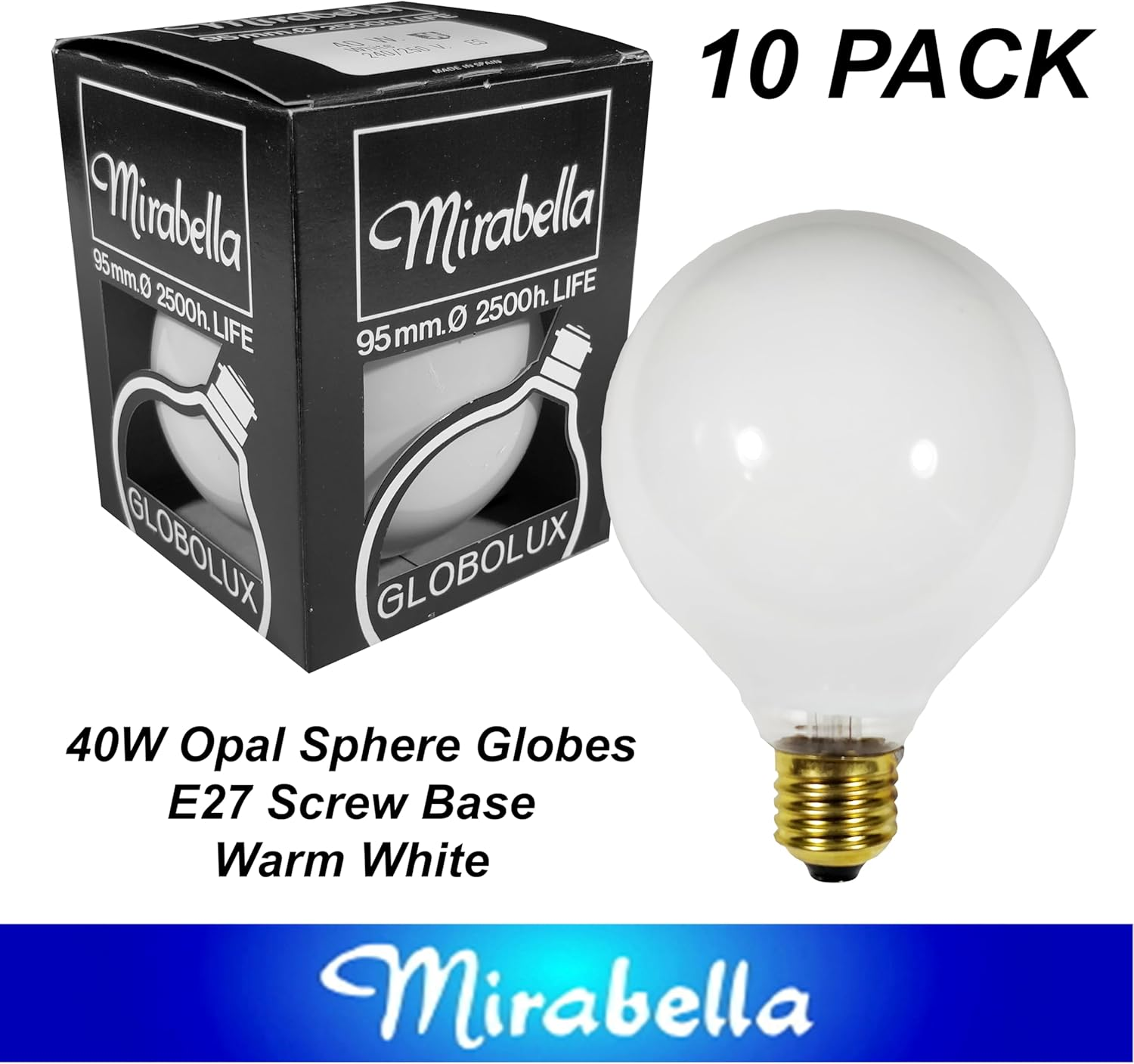 10 X 40W Incandescent G95 Sphere Light Globes Bulbs Lamps E27 Screw Dimmable image number 3