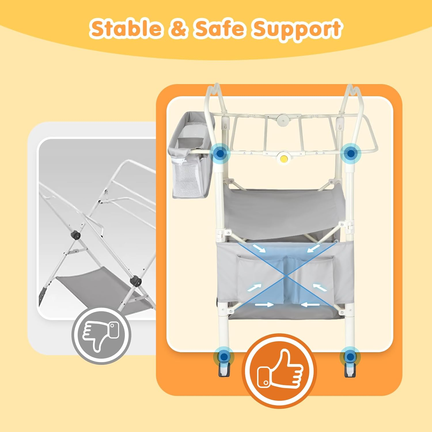 Advwin Portable Baby Changing Table with Adjustable Height, Foldable Waterproof Diaper Changing Station with Storage Shelf, Toddler Change Table Nursery Organizer for Newborn & Infant image number 4