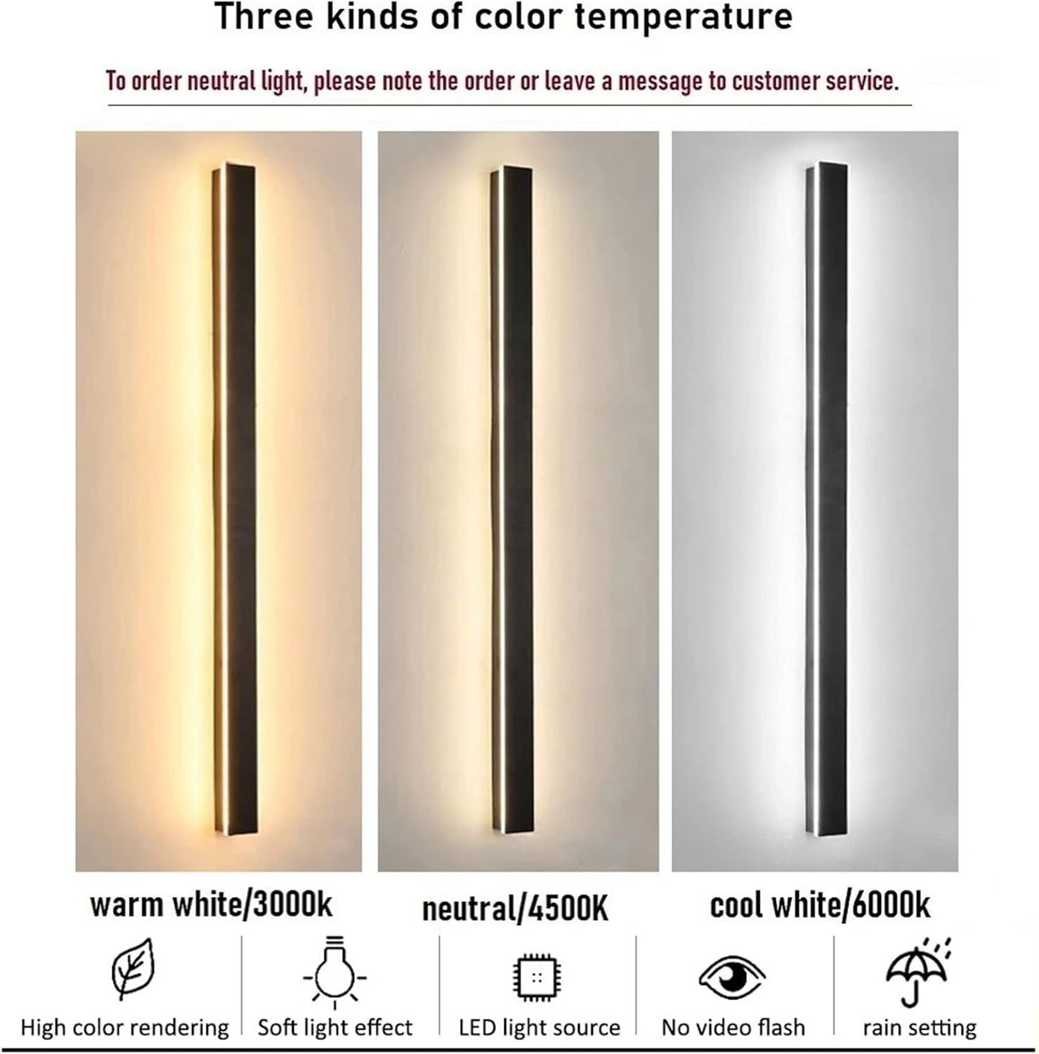 Modern Dimmable Indoor Wall Light Long Strip LED Fashion Staircase Wall Lamp with Remote Control Rectangular Interior Minimalist Black Acrylic Wall Sconce Bedroom Living Room (100Cm,Dimmable Light) image number 3