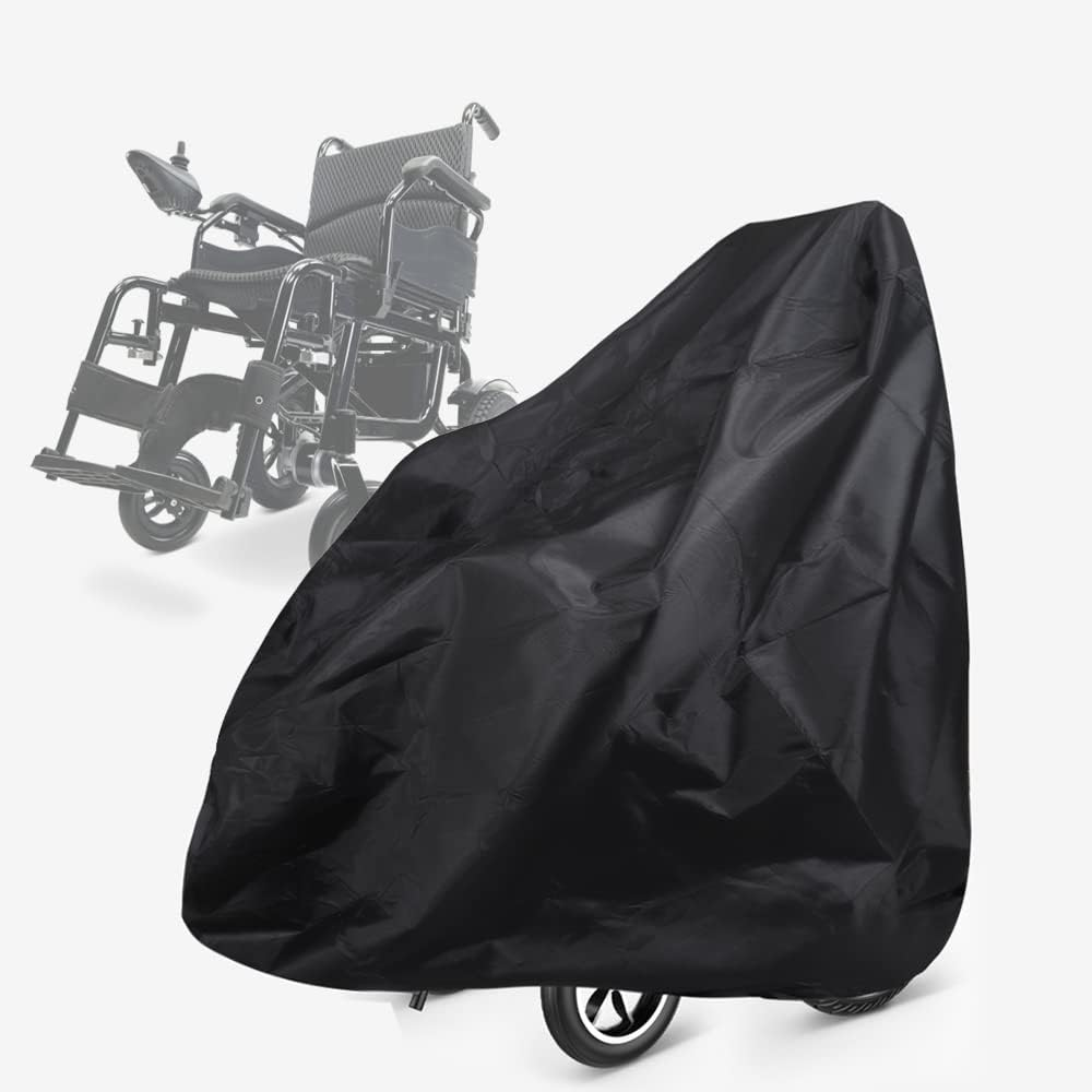 Foldable Electric Wheel Chair Cover, 420D Waterproof Mobility Scooter Storage Cover for Travel Power Wheelchair Dust Protective Cover with Adjustable Drawstring (45" L X 29.5" W X 51" H) image number 4