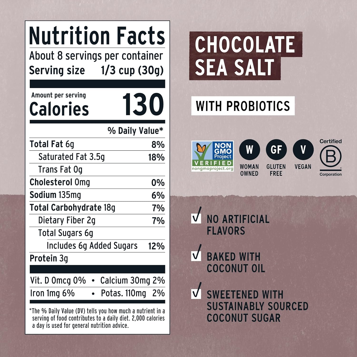 Purely Elizabeth Probiotic Gluten Free Granola, Chocolate Sea Salt, 3 Count image number 2