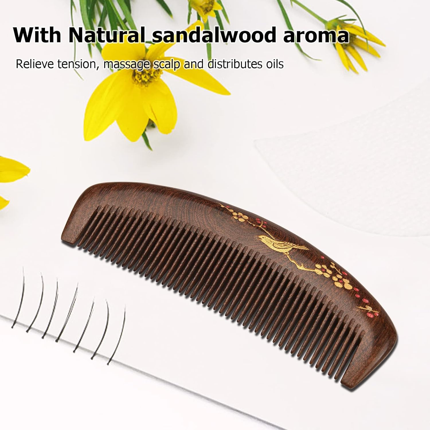 Yasao Wooden Hair Comb Fine Tooth Wood Comb for Women No Static Natural Detangling Sandalwood Comb image number 1