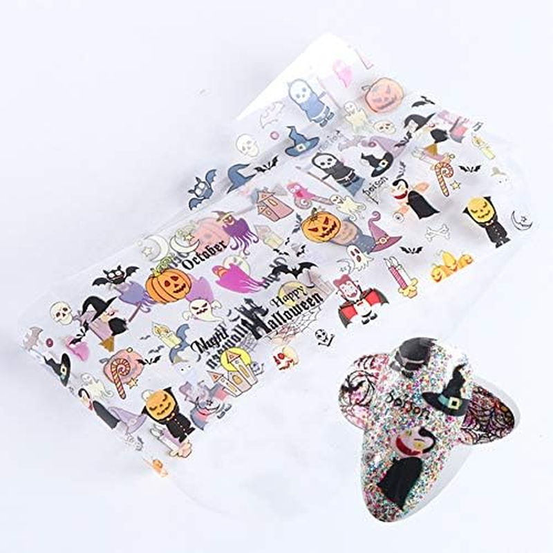 10Pcs Colorful Patterns Nail Art Sticker Mixed Halloween Style for Manicure Tools Nail Art Stickers Decals 20X4Cm Zhengpingpai