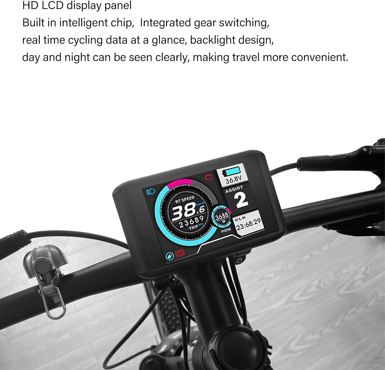 Electric Bicycle Display Panel, ABS 5V LCD High Definition Multifunction Bike Display Panel, Electric Bicycle LCD Display Meter with SM Connector for Bicycle Modification image number 1