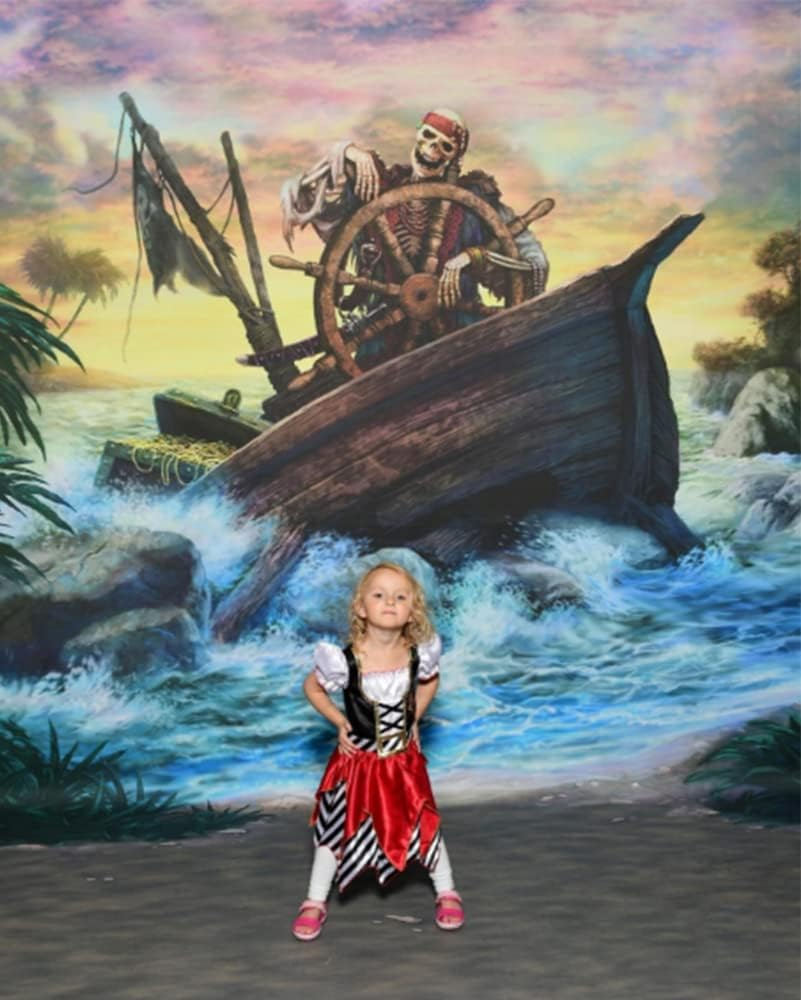 Sincere Party Girls Pirate Costume Pirate Bucaneer Princess Deluxe Dress&Pirate Hat for Kids 3-10Years image number 4