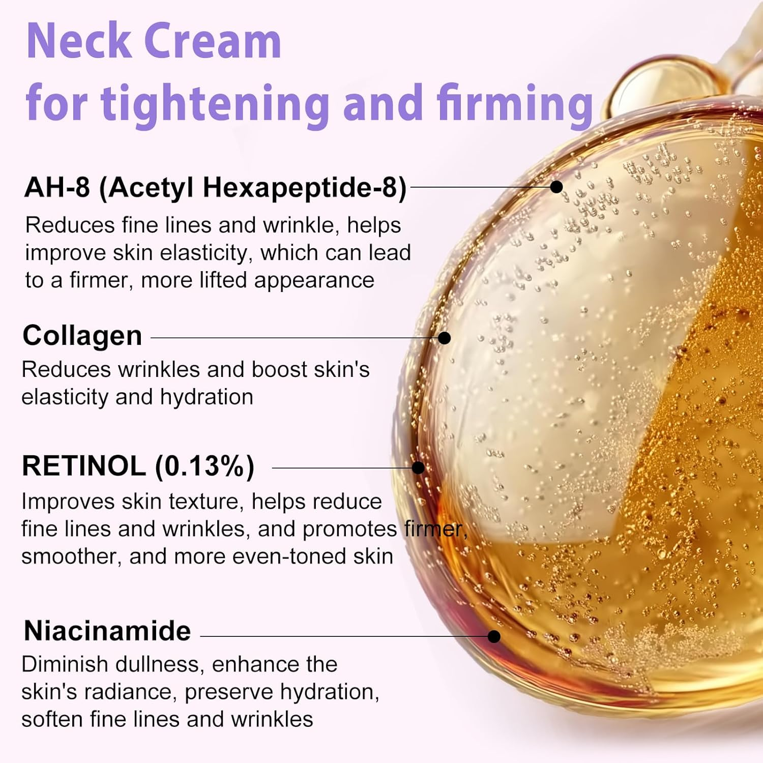 Neck Cream Tighten Lift, Retinol Lotions with Roller, Neck Chest Wrinkles Body Care, Firming Skin and Face Lifting, Collagen Moisturizer, Tightening Lotion Skincare for Women image number 4