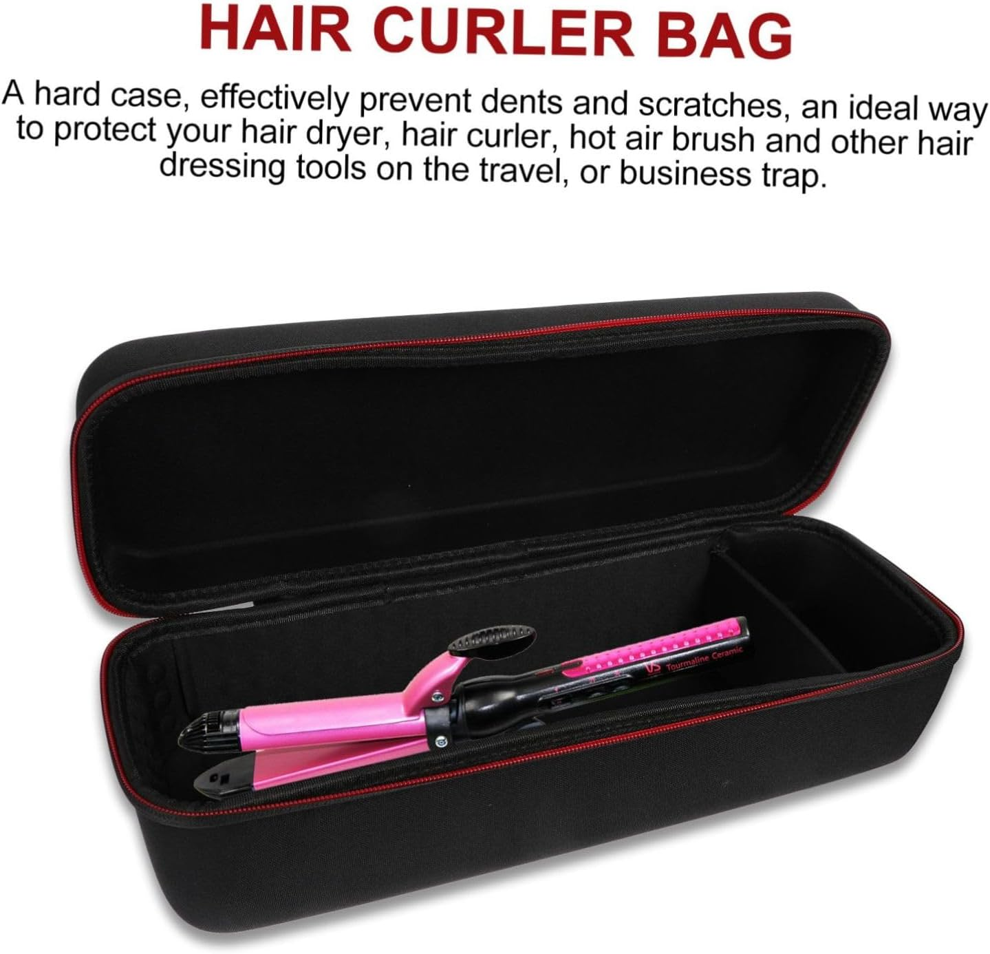 Baluue Curling Iron Storage Bag Travel Hair Dryer Holder Portable Hard Case Cover for Hair Brush Zipper image number 5