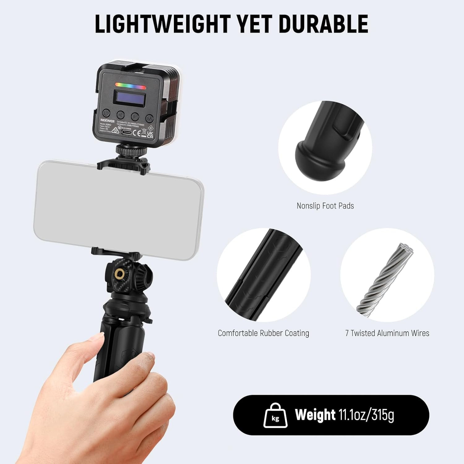 NEEWER Flexible Tripod with Remote,Mini Phone Tripod Stand Vlog Selfie Stick with Hidden Phone Holder & Action Camera Adapter Universal Compatible with Iphone Gopro Hero13 12 11 10 Samsung Camera,Tp35 image number 3