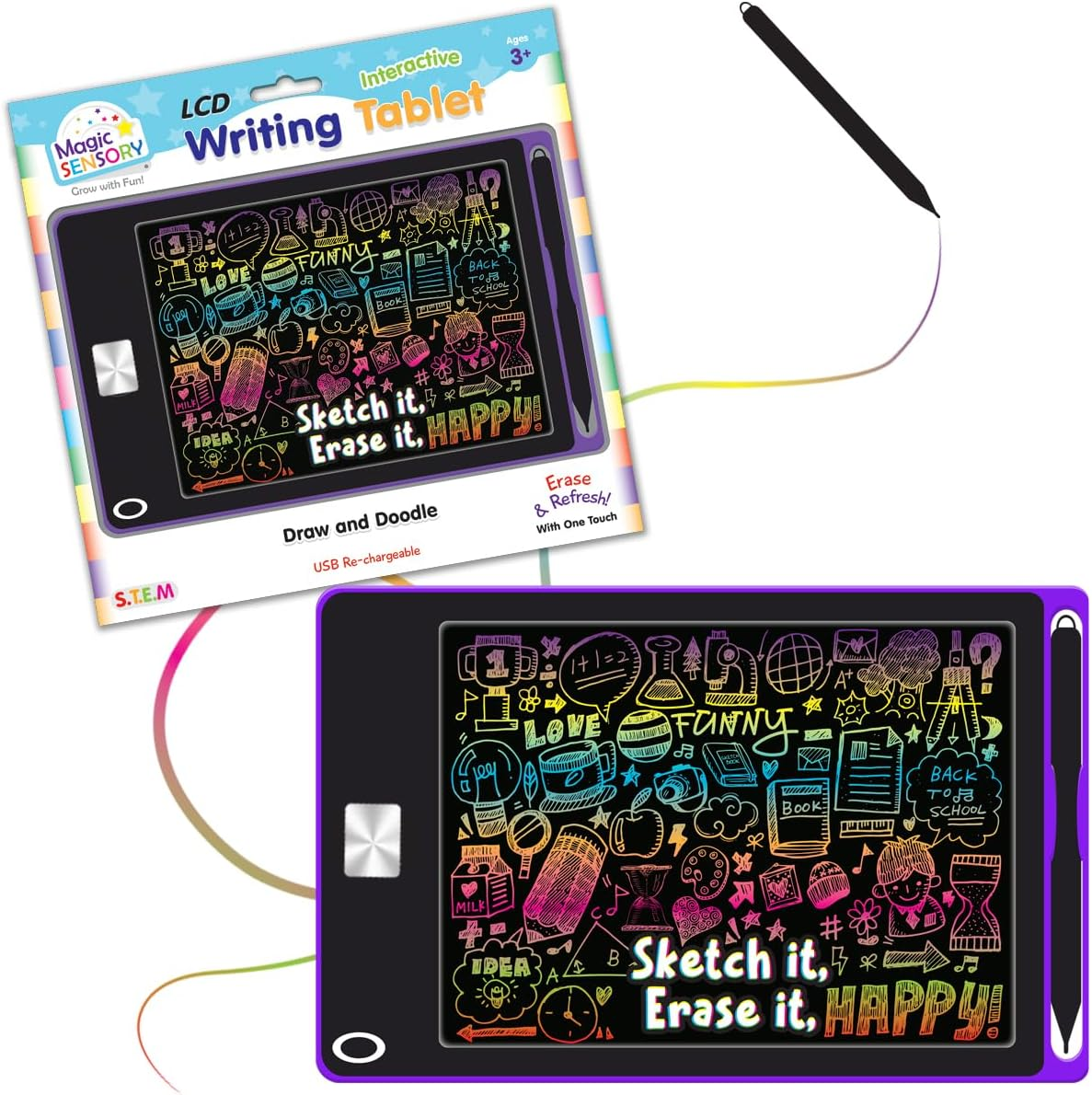LCD Interactive Drawing Writing Tablet for Kids - 8.5" Screen - Encourage Creative Drawing and Practise Handwriting - Purple image number 2
