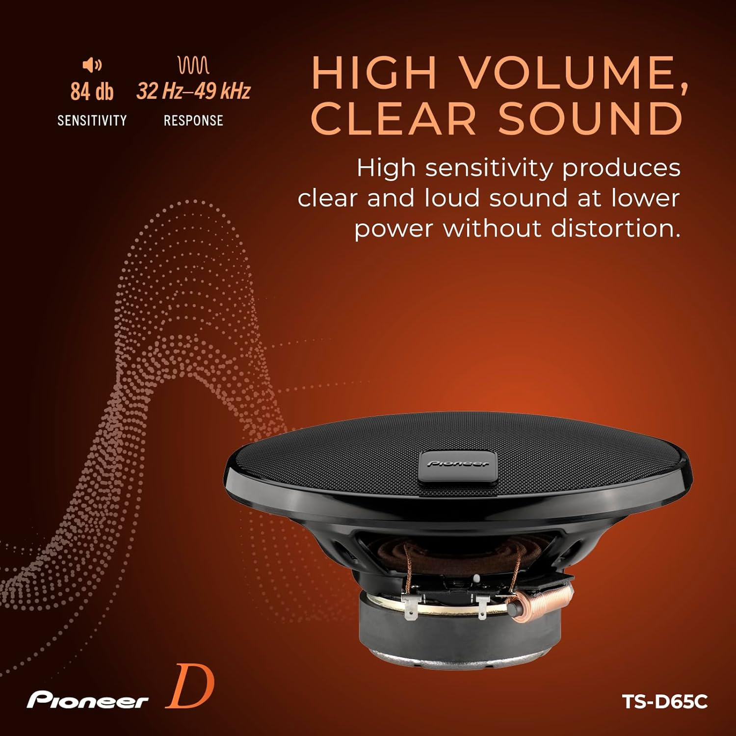 Pioneer D-Series TS-D65C 6.5&rdquo; 2-Way Speakers (Pair) &ndash; 270W Max, Crisp Highs + Clear Vocals, Ideal Factory Upgrade, Add an Amplifier for Even Better Performance image number 6