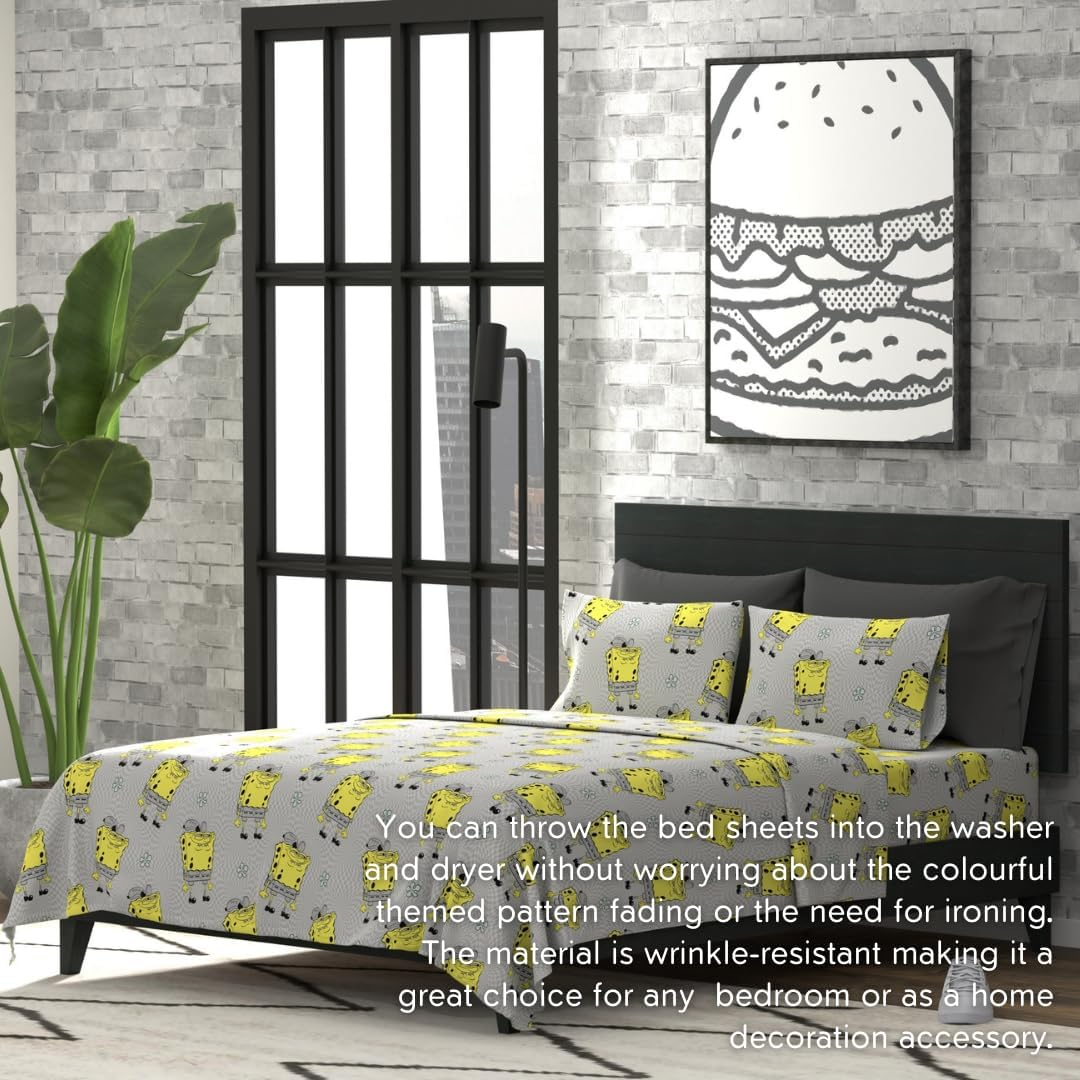 Franco Collectibles Spongebob Squarepants Bedding Super Soft Microfiber Queen Sheet Set, College Dorm Essentials (Official Licensed Product)