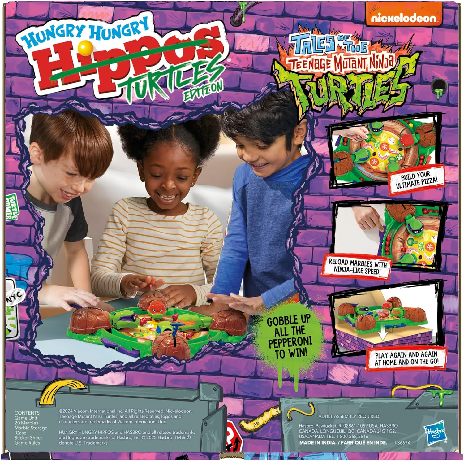Hungry Hungry Hippos: Teenage Mutant Ninja Turtles Edition Game | Ages 4 and up | 2 to 4 Players | Kids Board Games | Gifts for Preschoolers image number 1