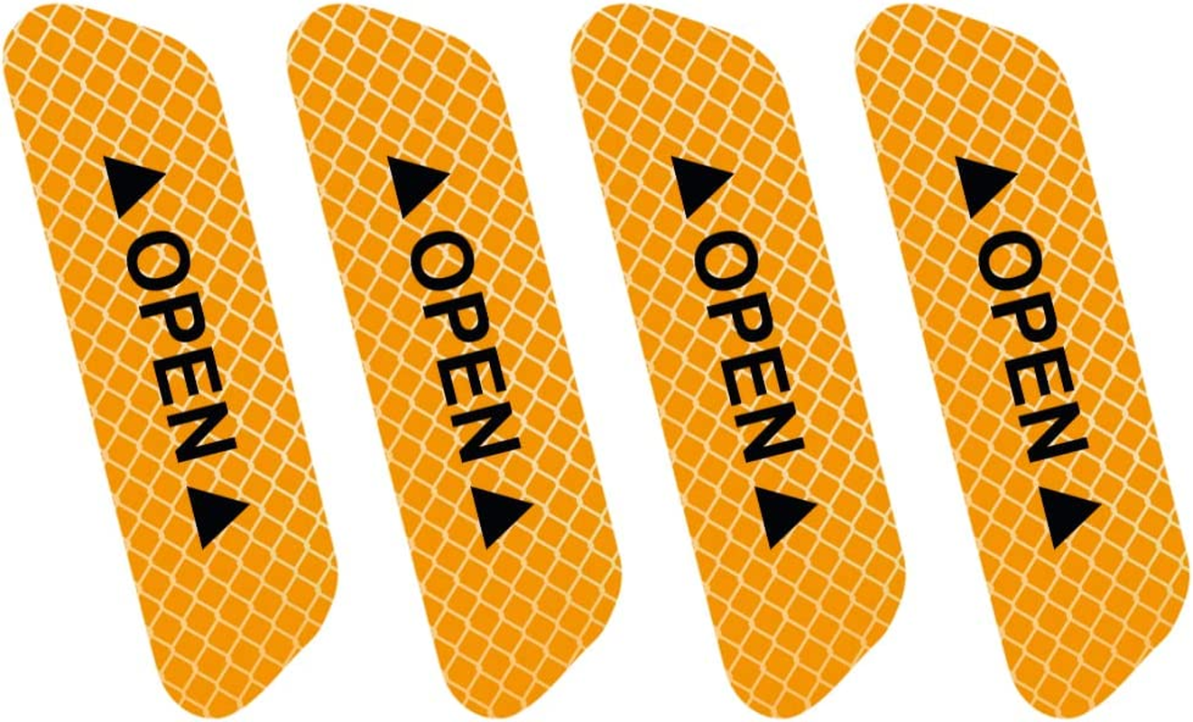 4PCS Reflective Open Warning Stickers for Car Door, Night Visibility Auto Safety Prompt Decals, 3.6 Inch Anti-Collision Protective Strip Tape, Car Accessories Universal for Truck, SUV, Van (Yellow) image number 6