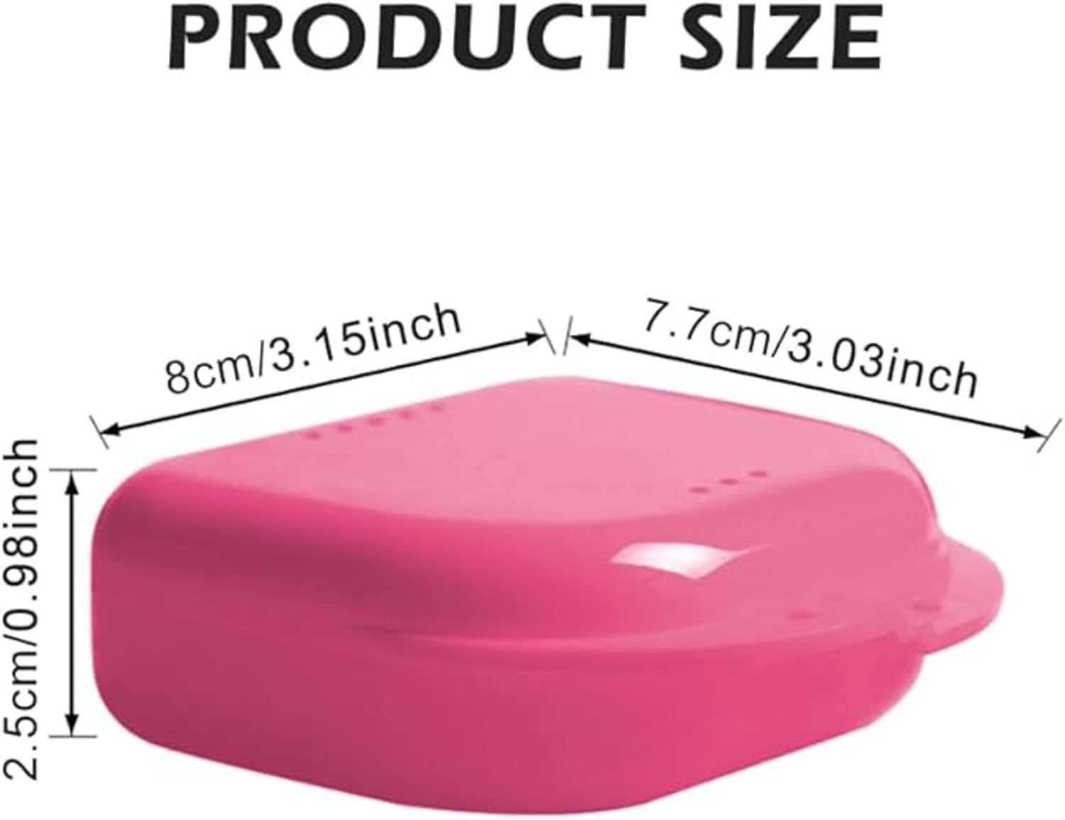 Portable Retainer Case 7.7X8X2.5Cm with Vent Holes, Slim Holder for Invisible Aligners, Mouth Guards & Orthodontic Appliances, Travel Essential, White & Pink image number 2
