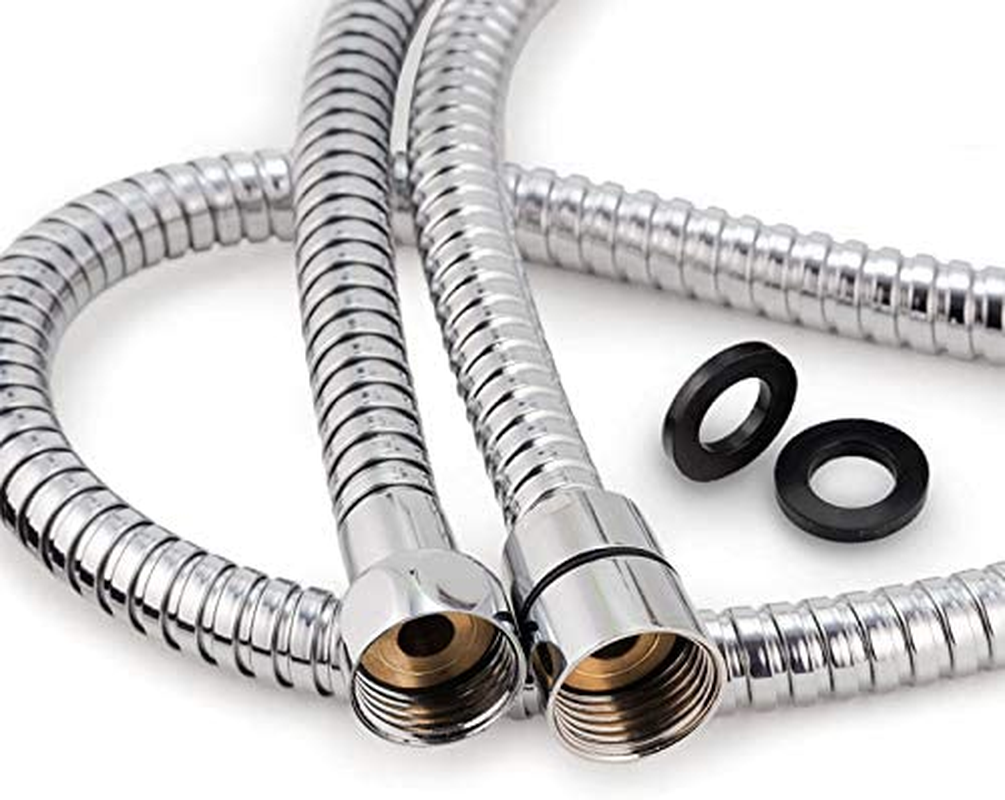Shower Hose,Double Lock Extra Long Stainless Steel Replacement Handheld Shower Hose with Brass Fittings,Teflon Tape and Washers (1.5 Meter) image number 1